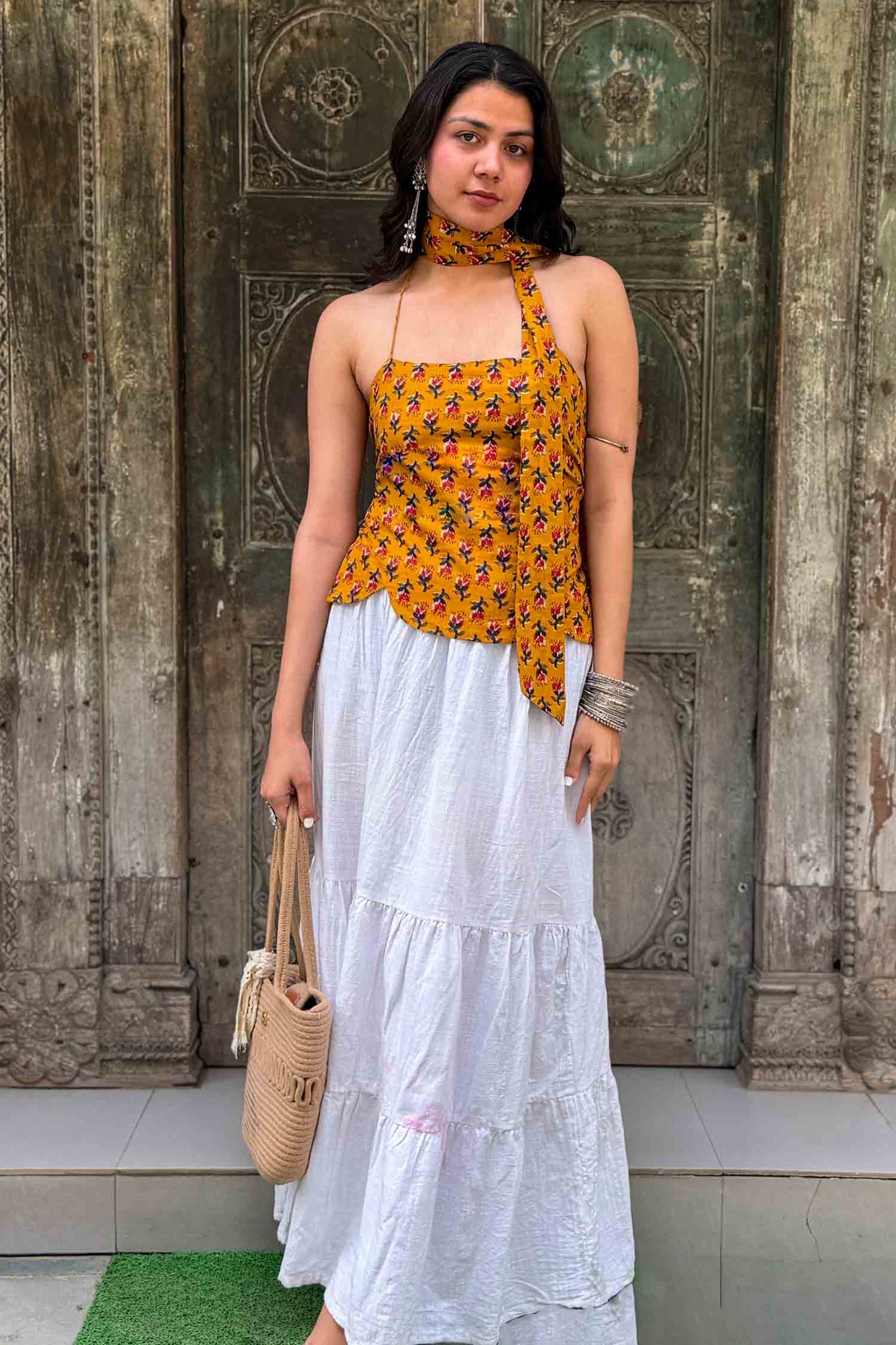 Munni Backless Handblock Print Top