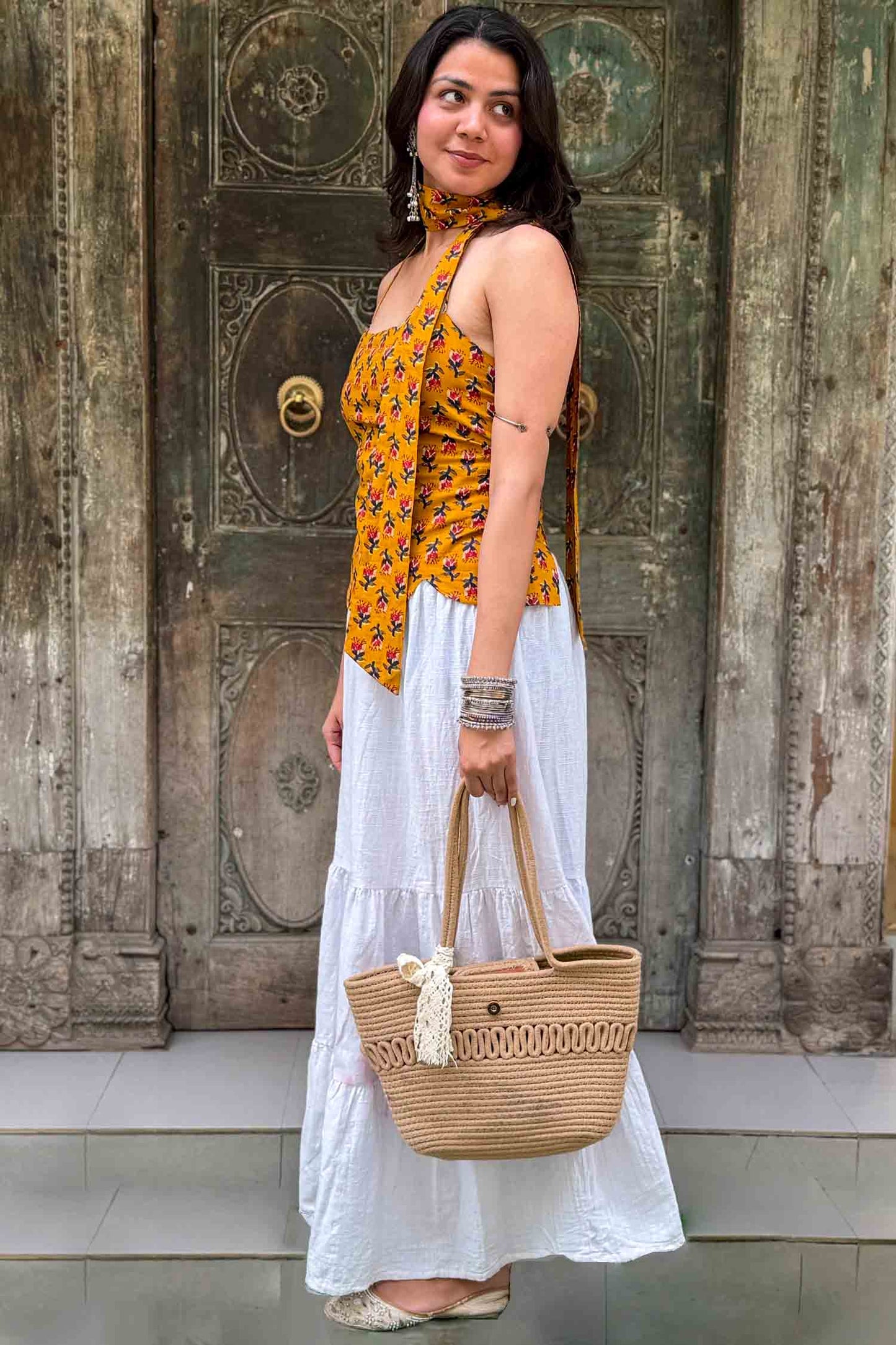 Munni Backless Handblock Print Top