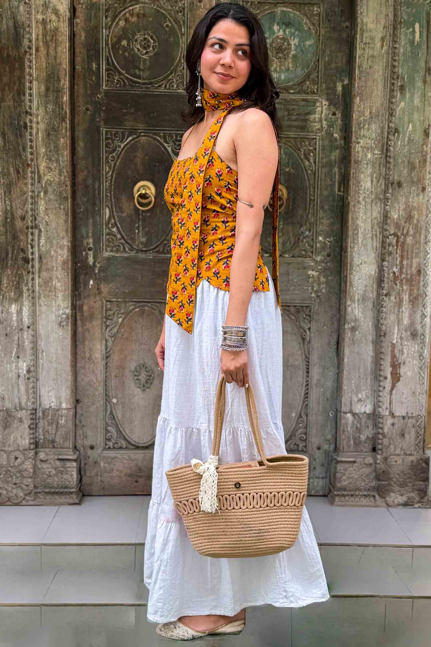Munni Backless Handblock Print Top