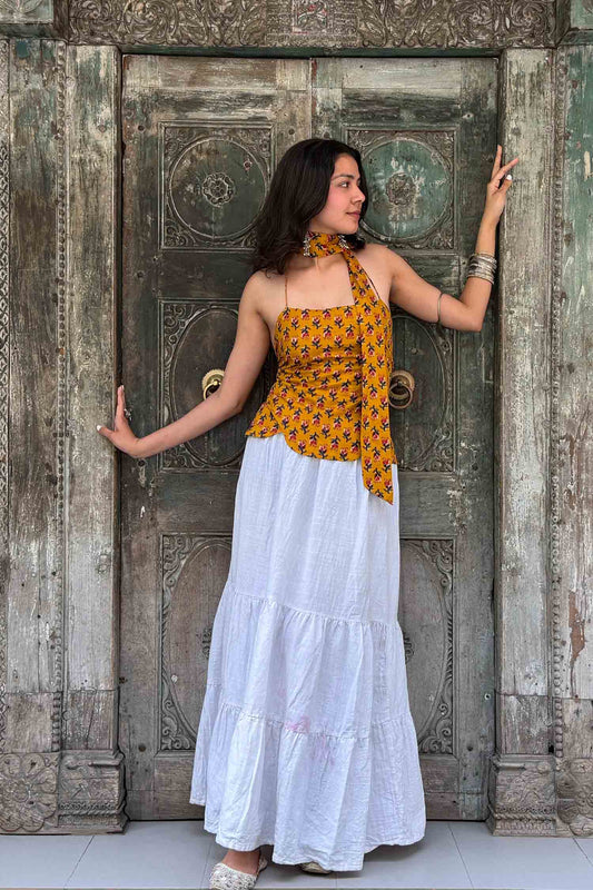 Munni Backless Handblock Print Top