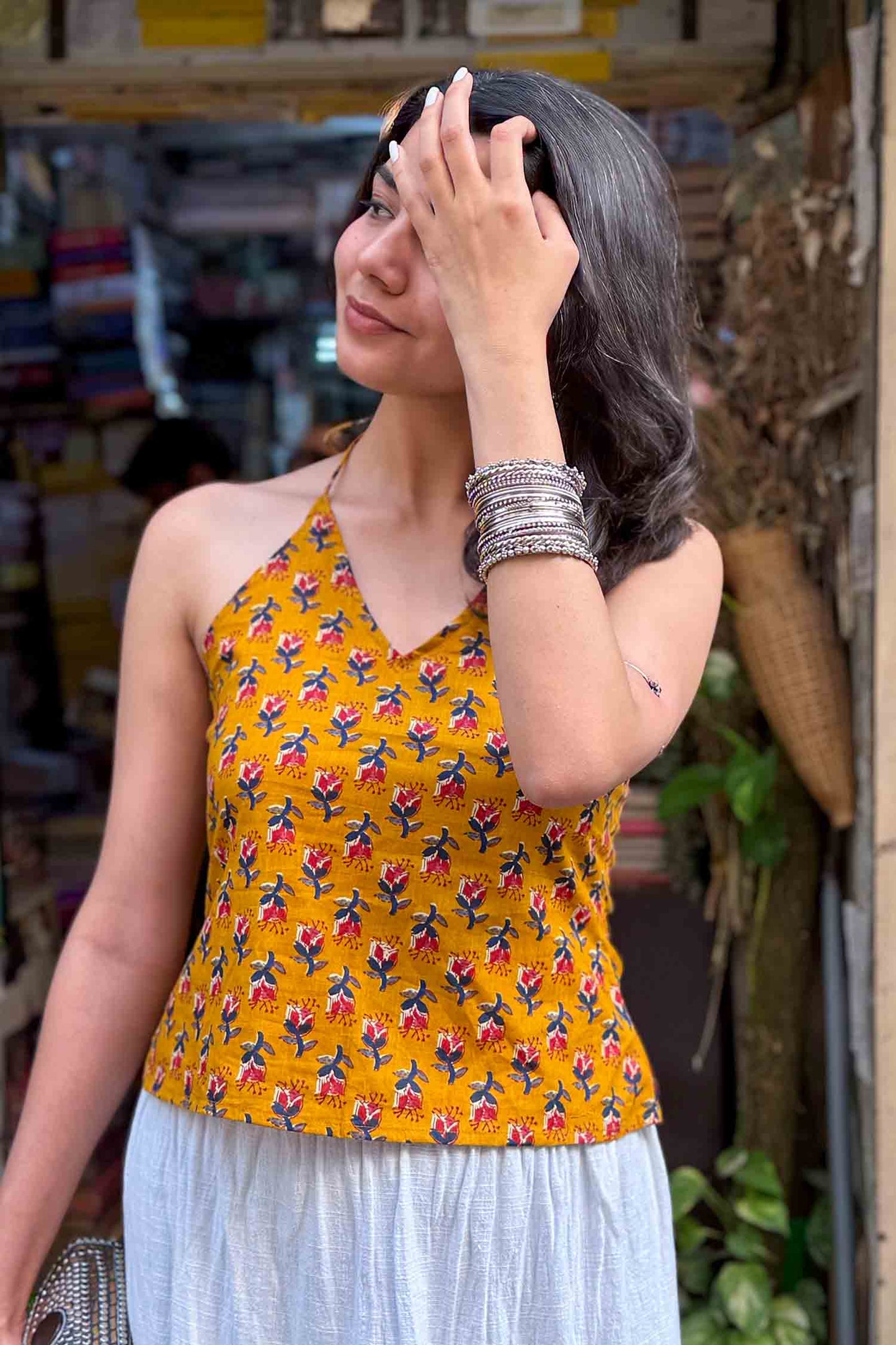 Kamli Halter Neck Fusion Kurti