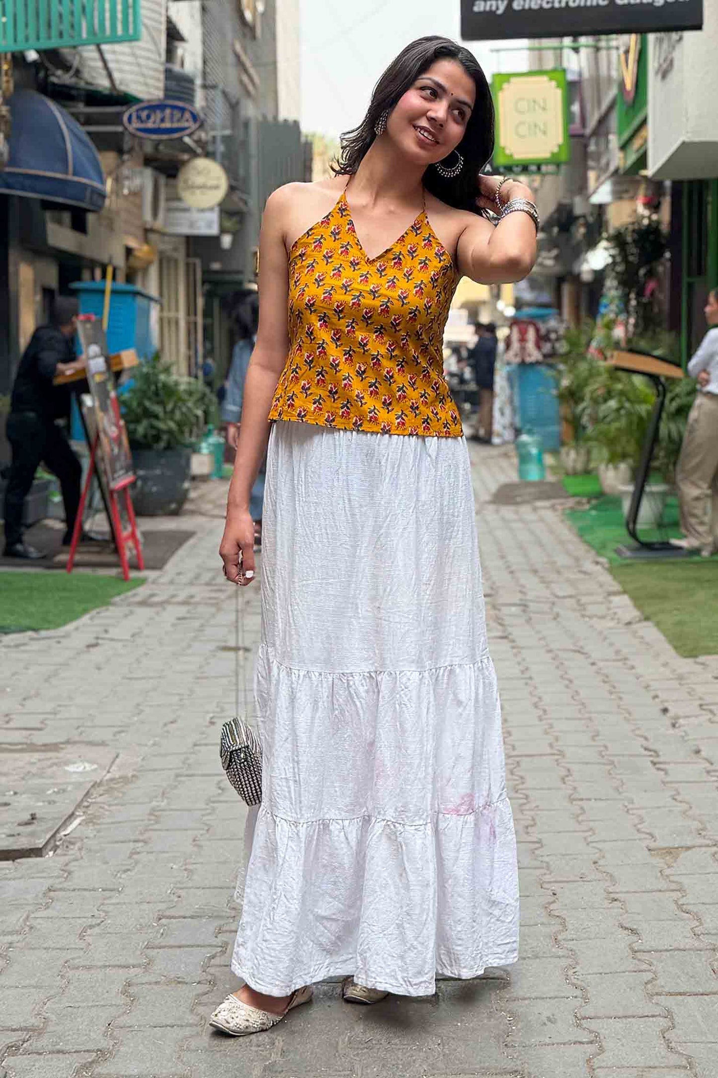 Kamli Halter Neck Fusion Kurti