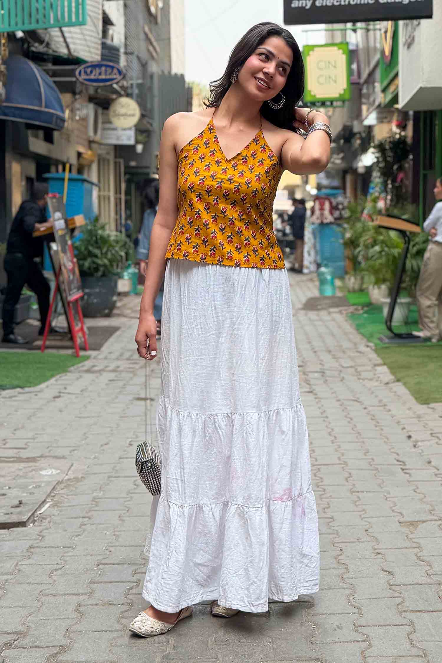 Kamli Halter Neck Fusion Kurti