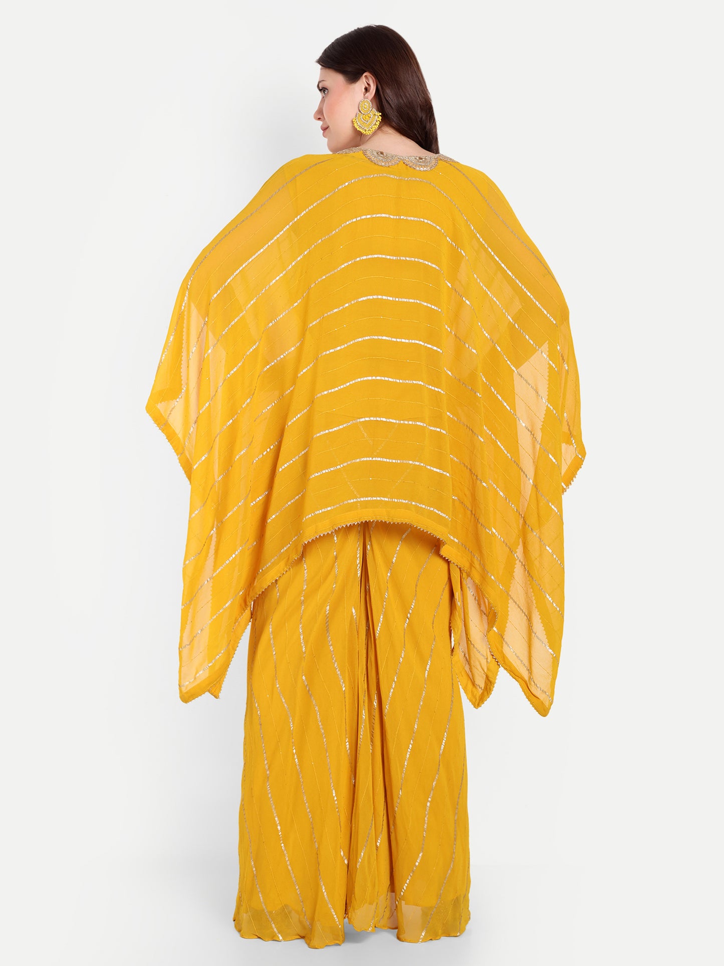 Trendy Mustard Poncho Dhoti Outfit with Comfortable Pants