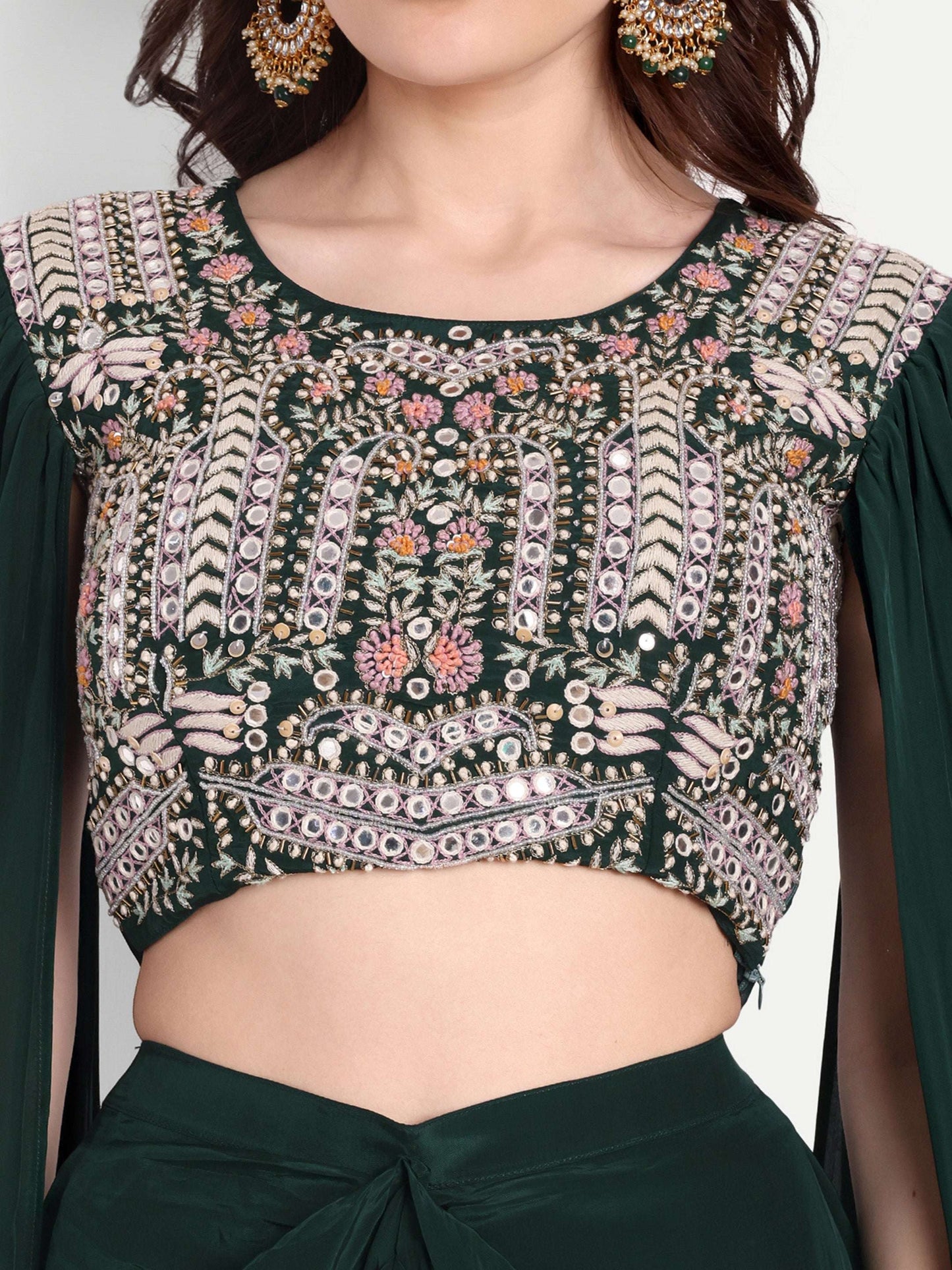 Multicolor thread work on Blouse