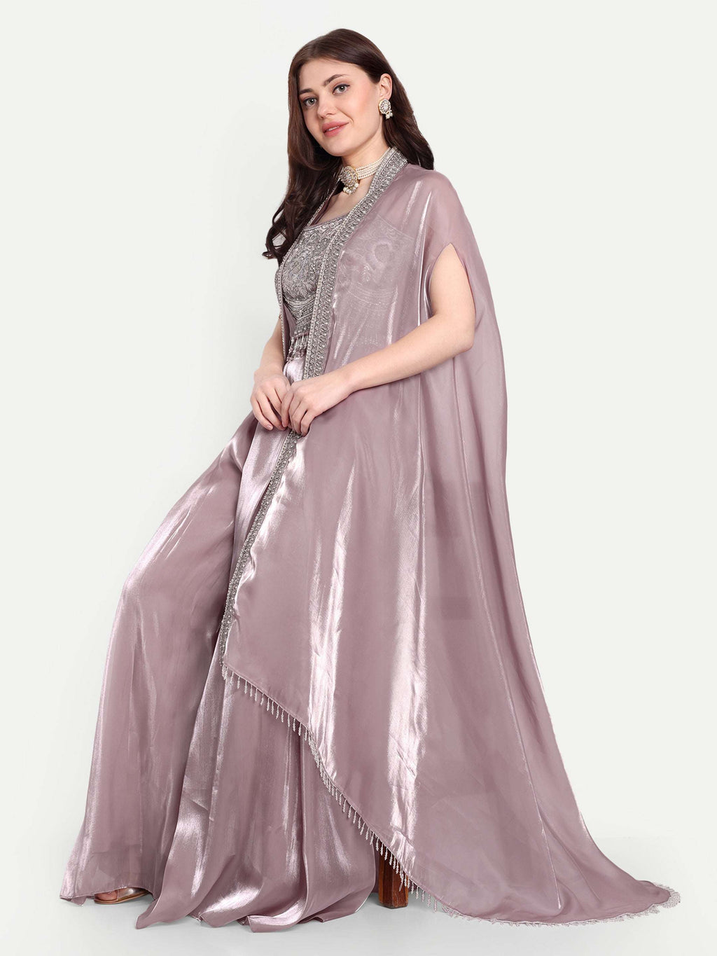 Cape set with Skirt and Crop Blouse