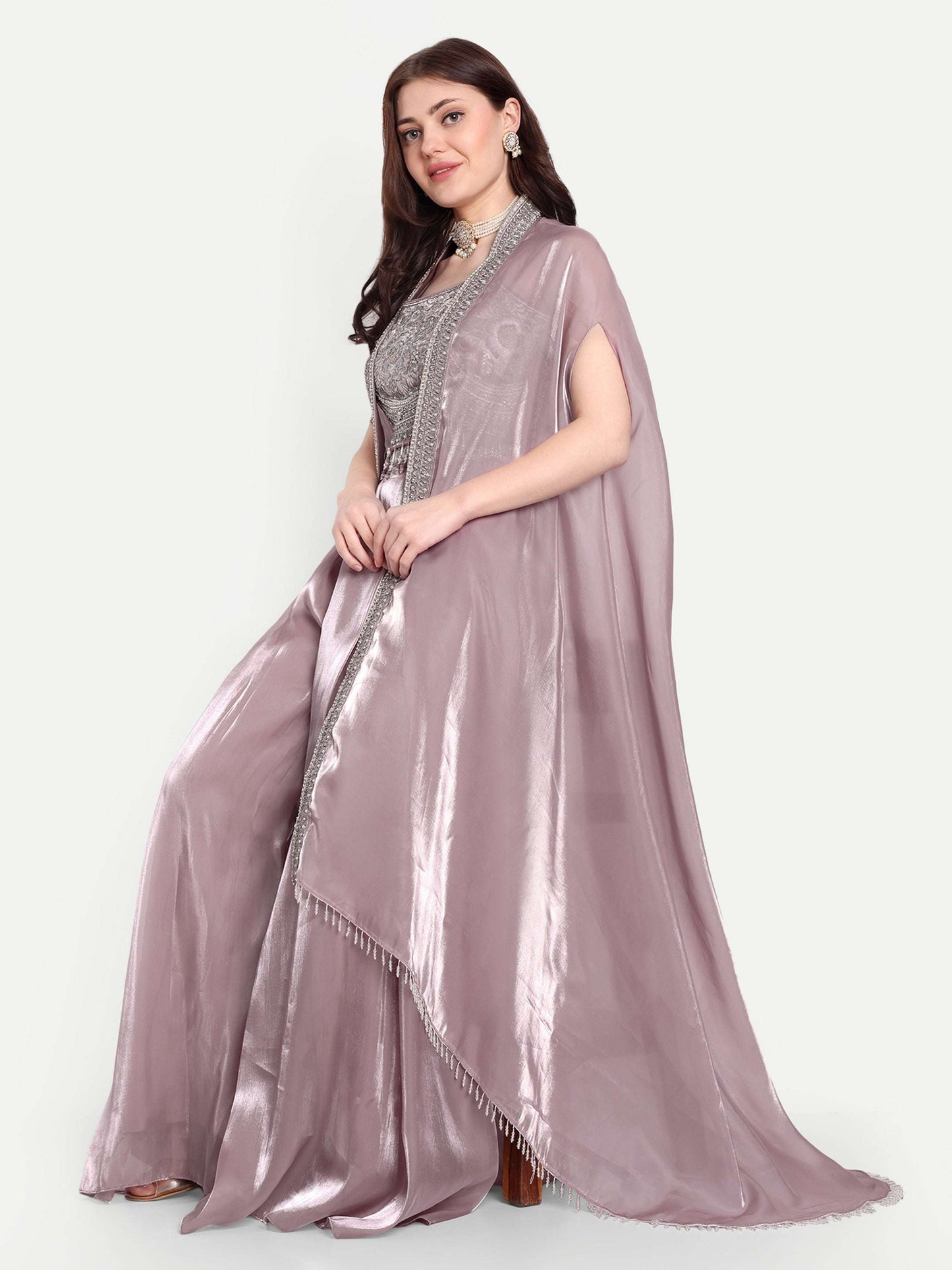 Cape set with Skirt and Crop Blouse