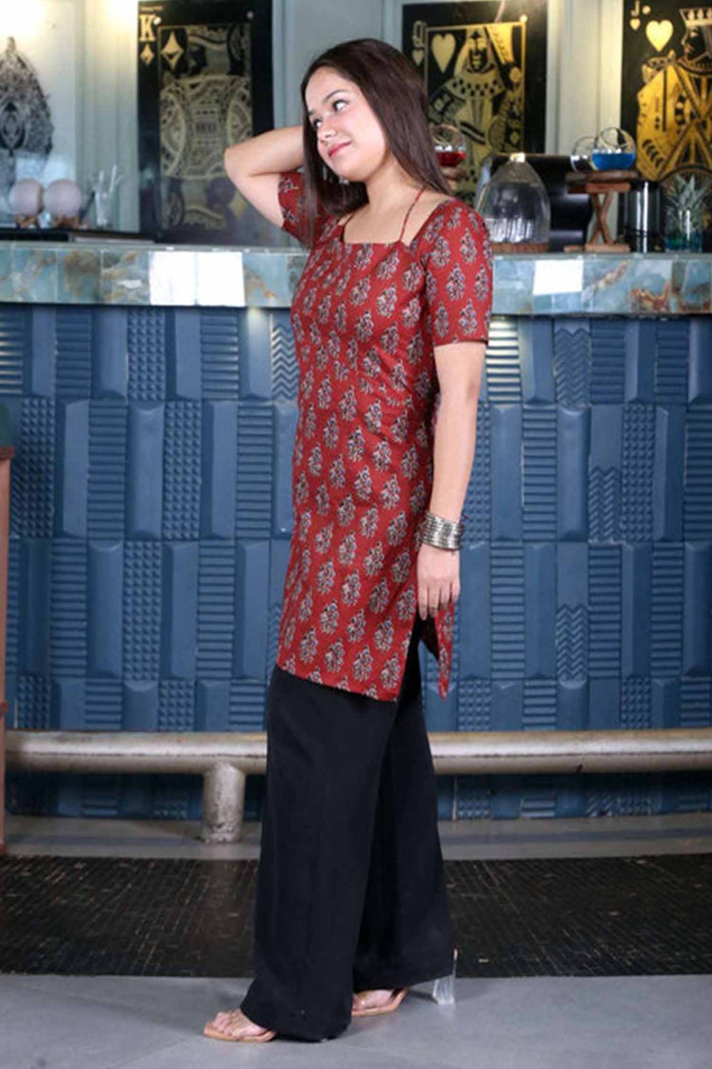 Strappy  block print Kurti
