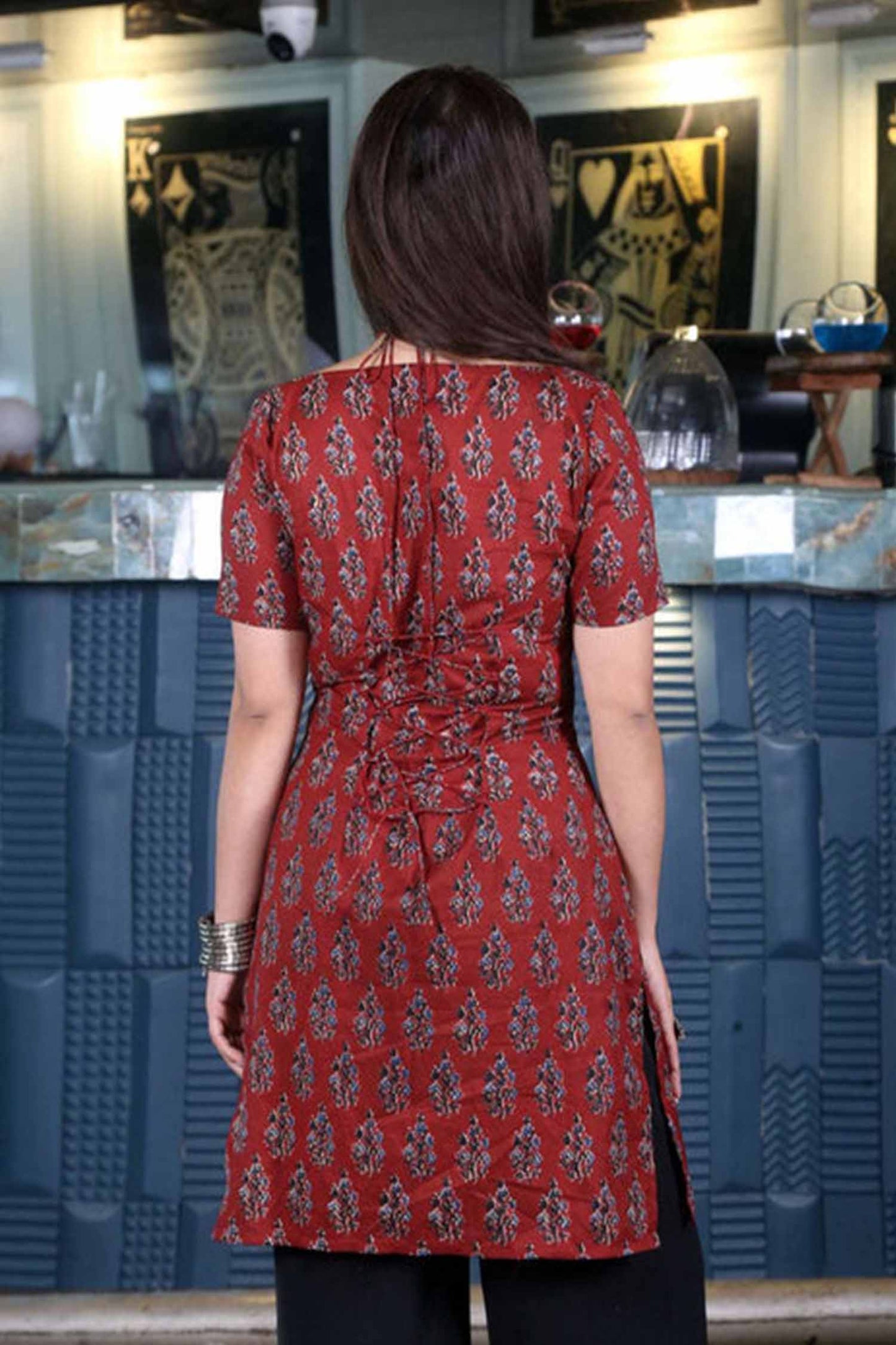 Strappy  block print Kurti