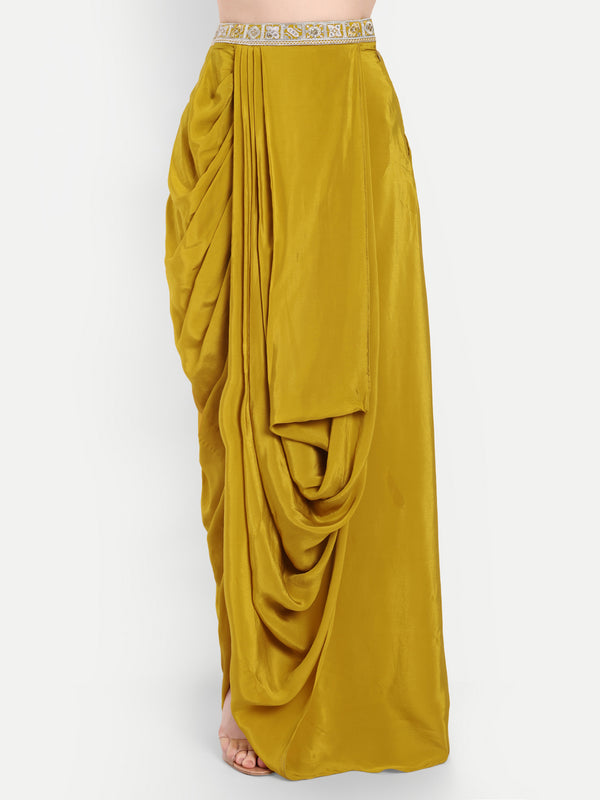 Chic Mustard Yellow Embroidered Jacket & Dhoti Combo