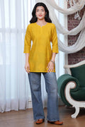 Parnika Chanderi Chikankari Kurti – Yellow