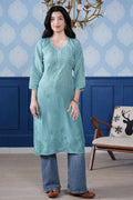 Aranya Muslin Kurta – Light Turquoise Blue