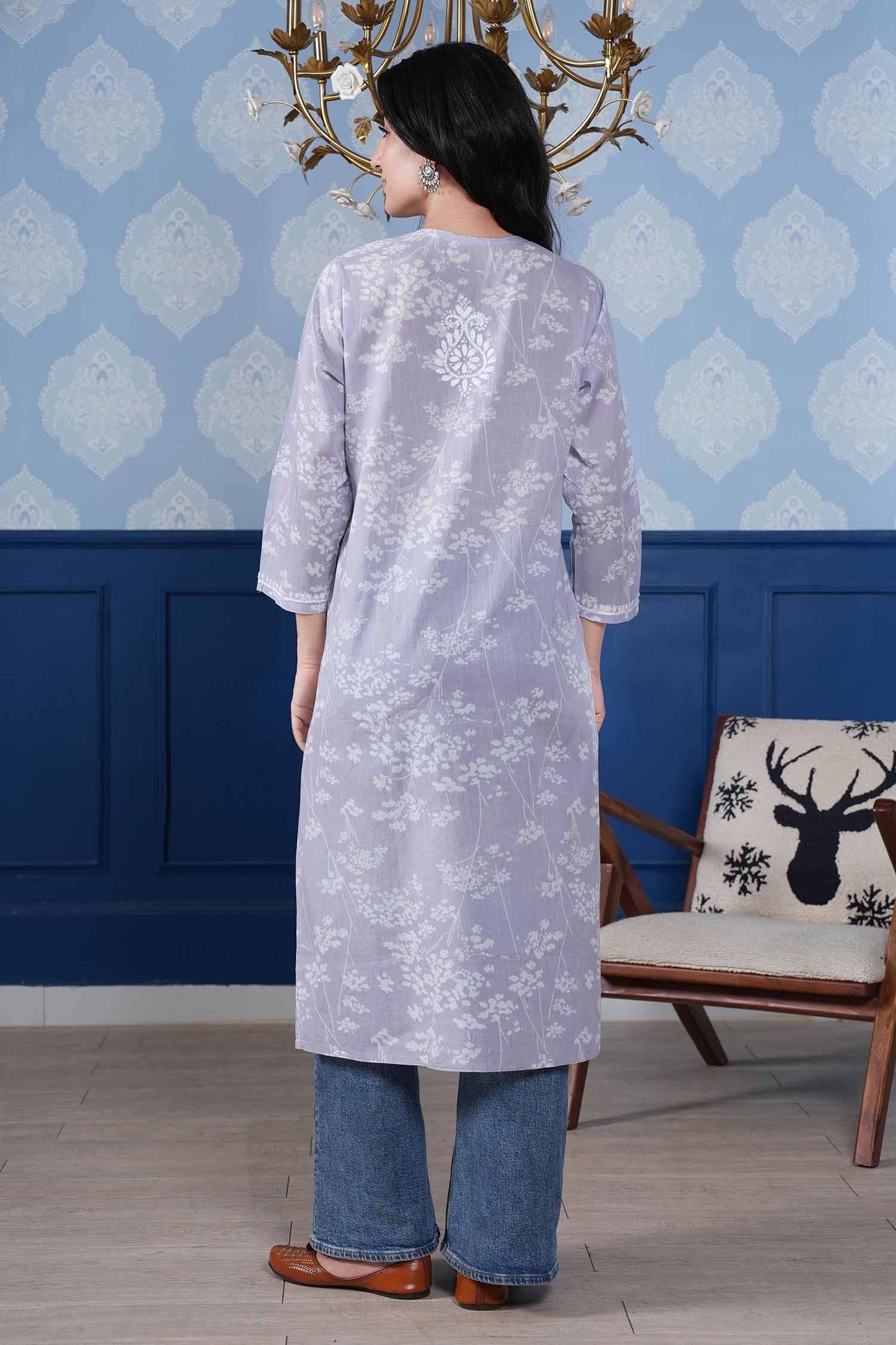 Omya Chikankari Kurta – Purple