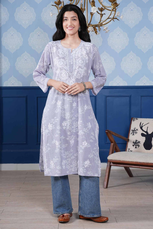 Omya Chikankari Kurta – Purple