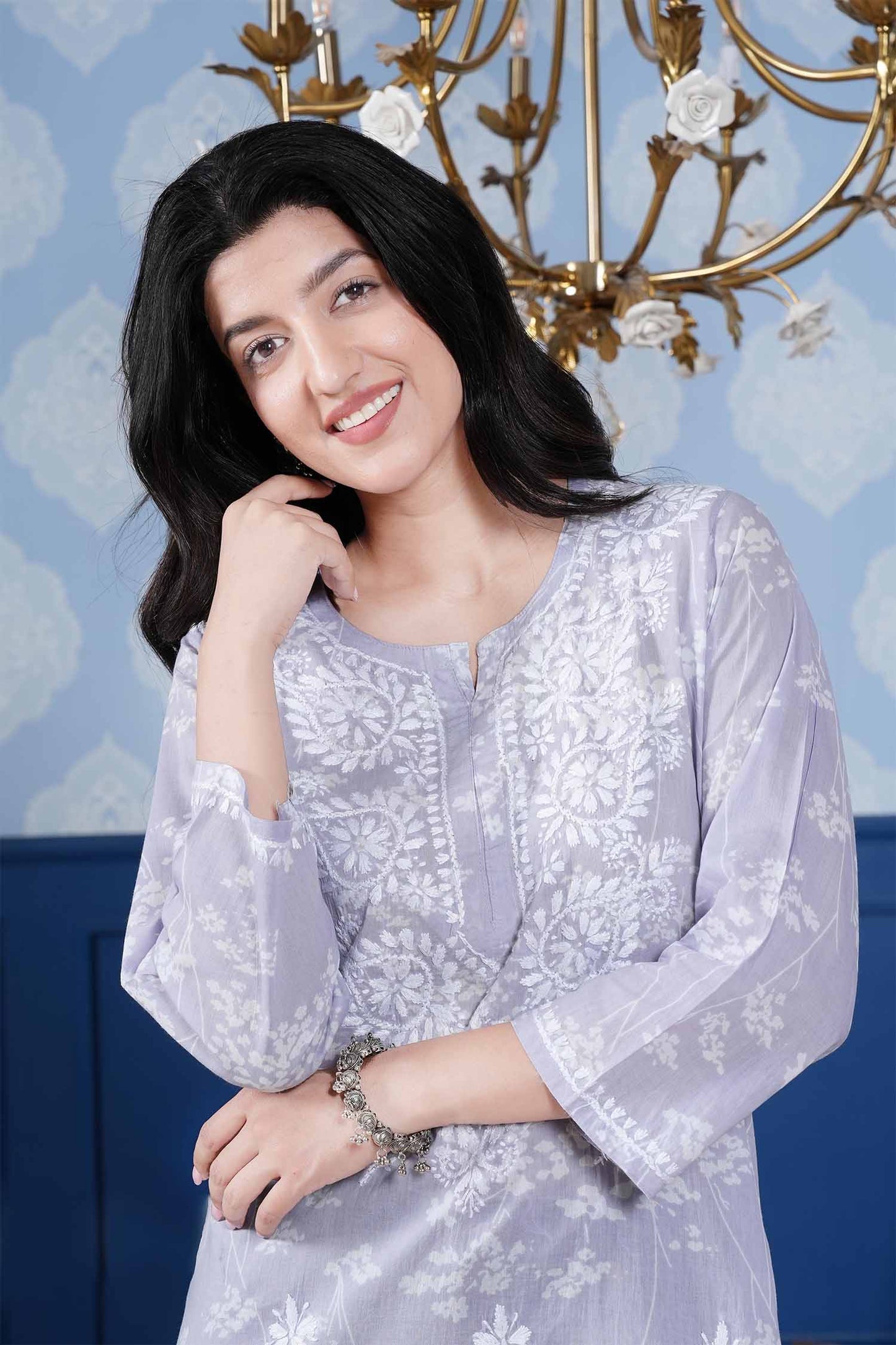 Omya Chikankari Kurta – Purple