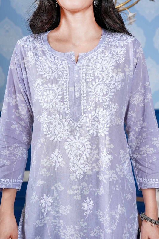 Omya Chikankari Kurta – Purple