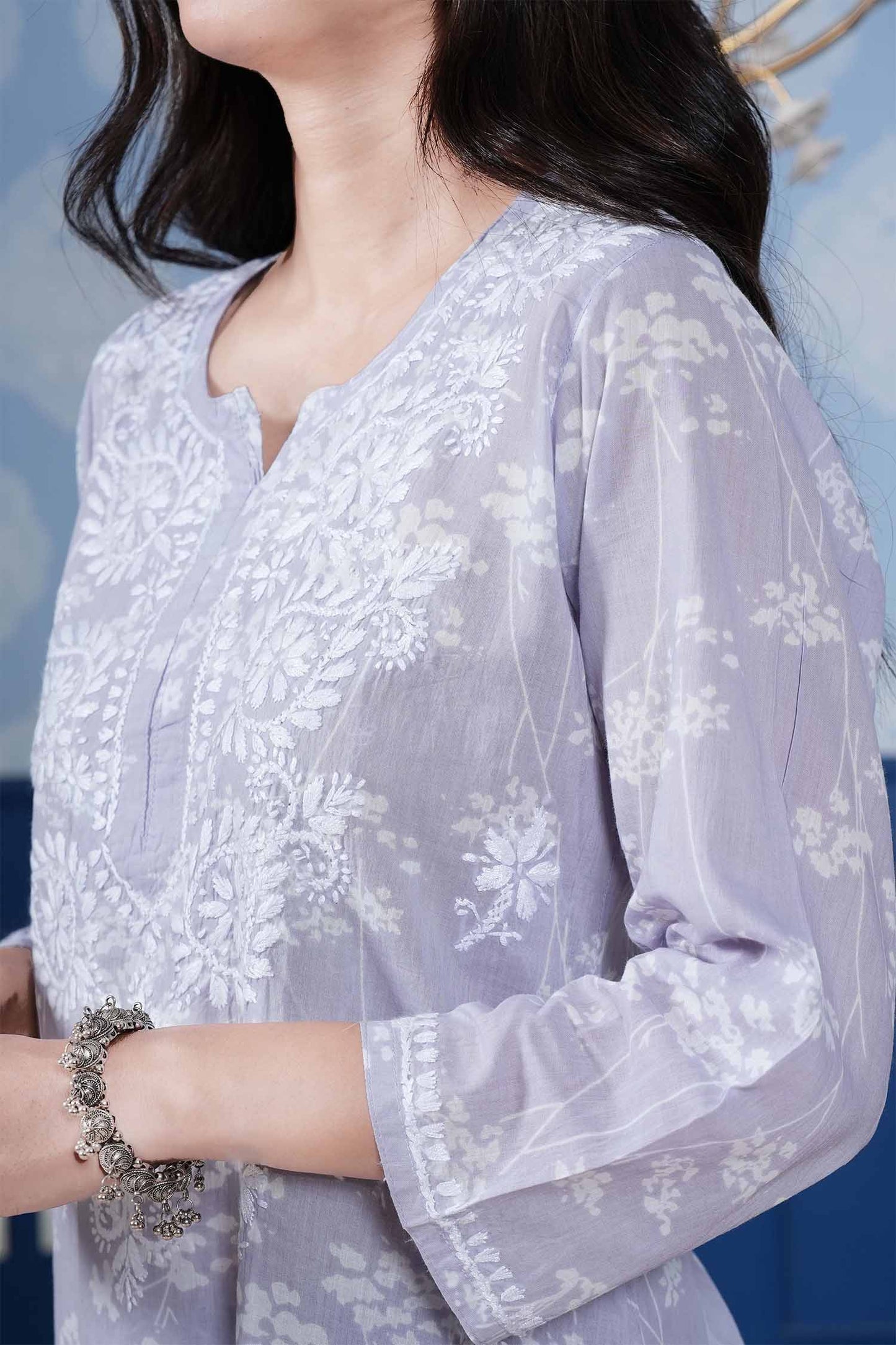 Omya Chikankari Kurta – Purple