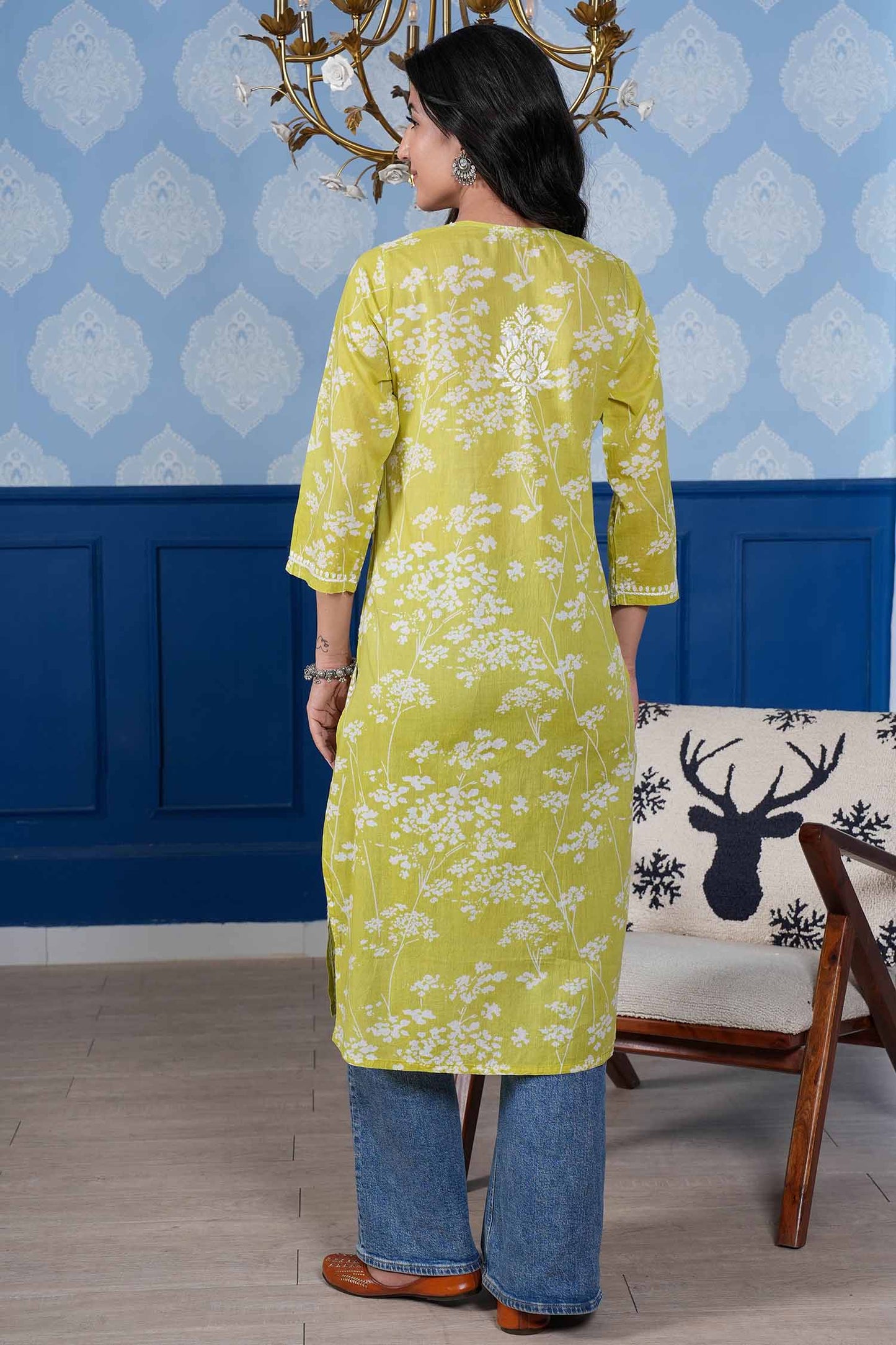 Omya Chikankari Kurta – Mint Green