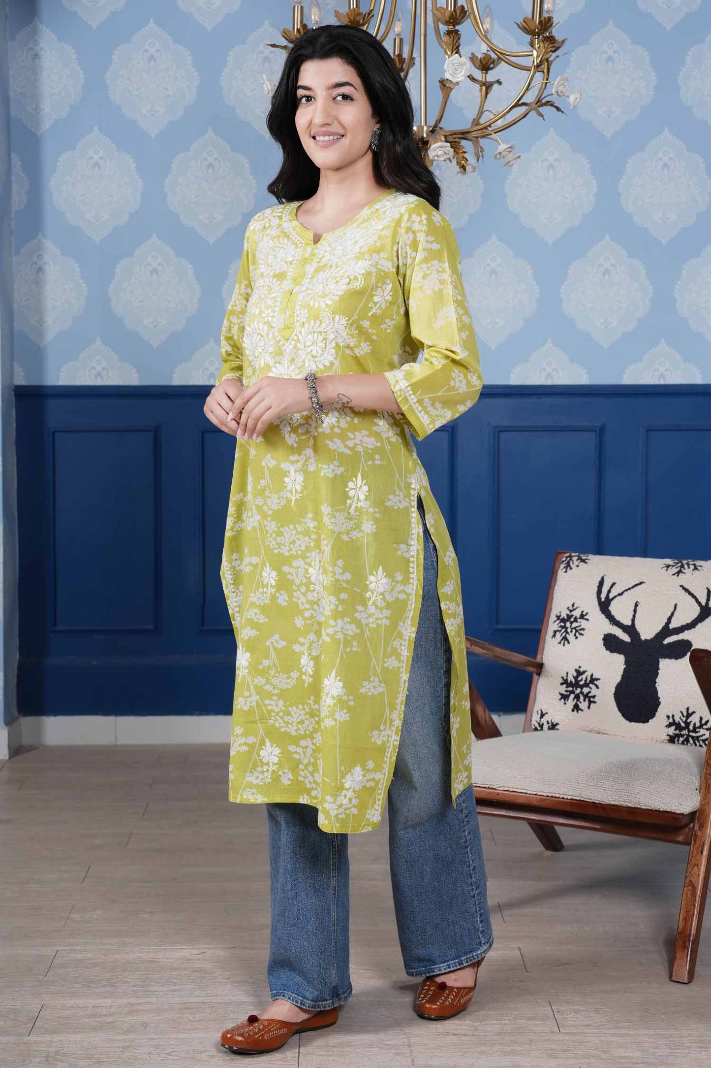 Omya Chikankari Kurta – Mint Green