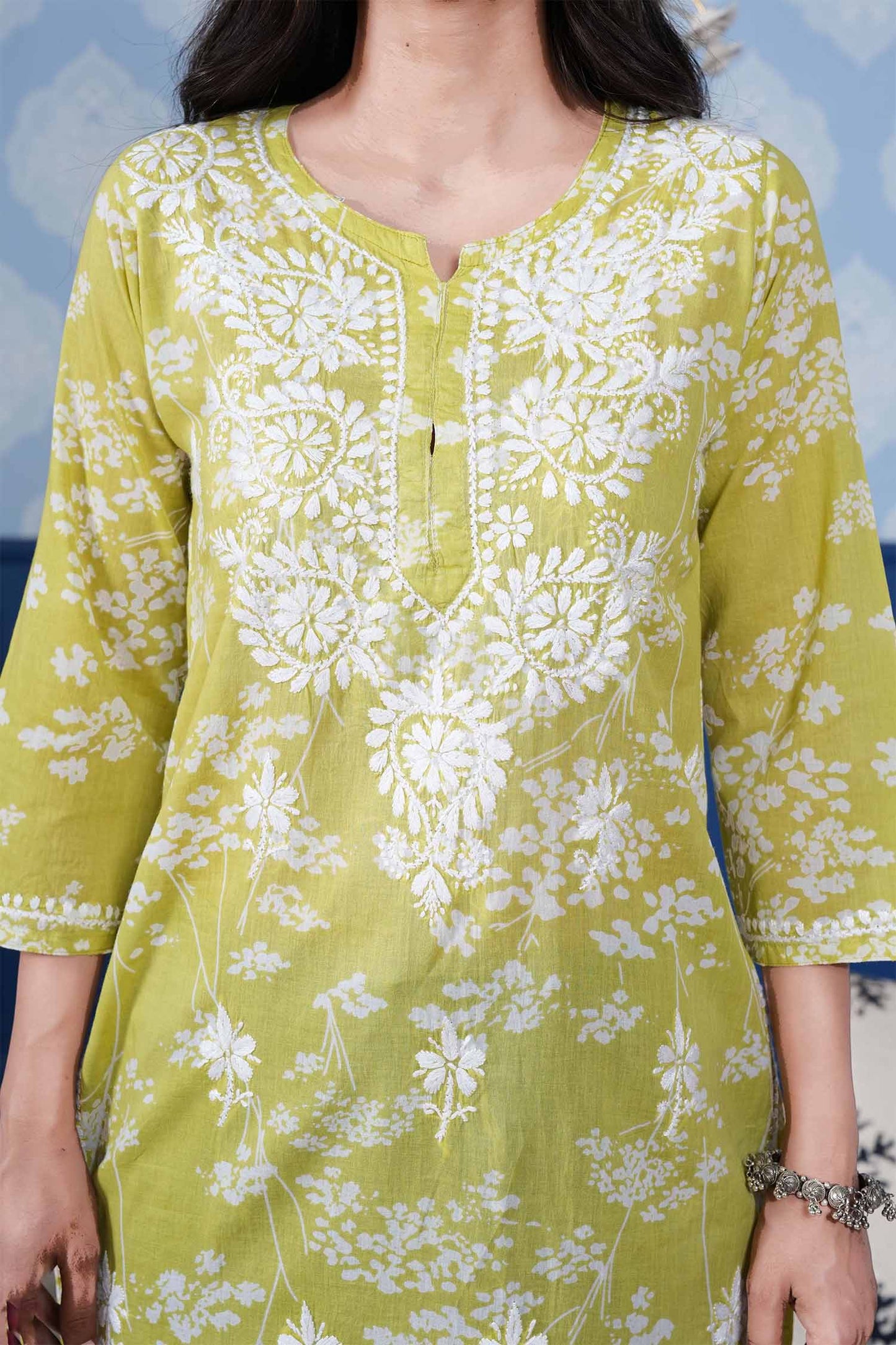 Omya Chikankari Kurta – Mint Green
