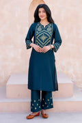 Hiya Green Chikankari Kurta Set With Light Green Embroidery