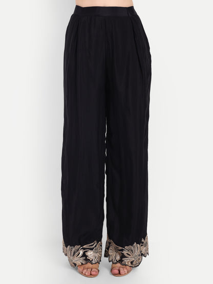 luxurious embroidered crepe silk pant