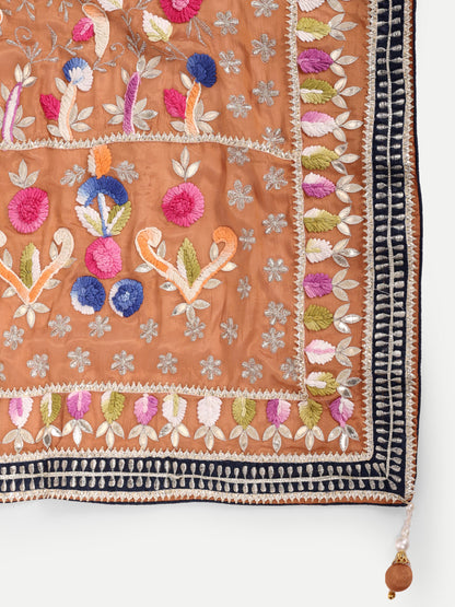 Floral embroidered full length dupatta 