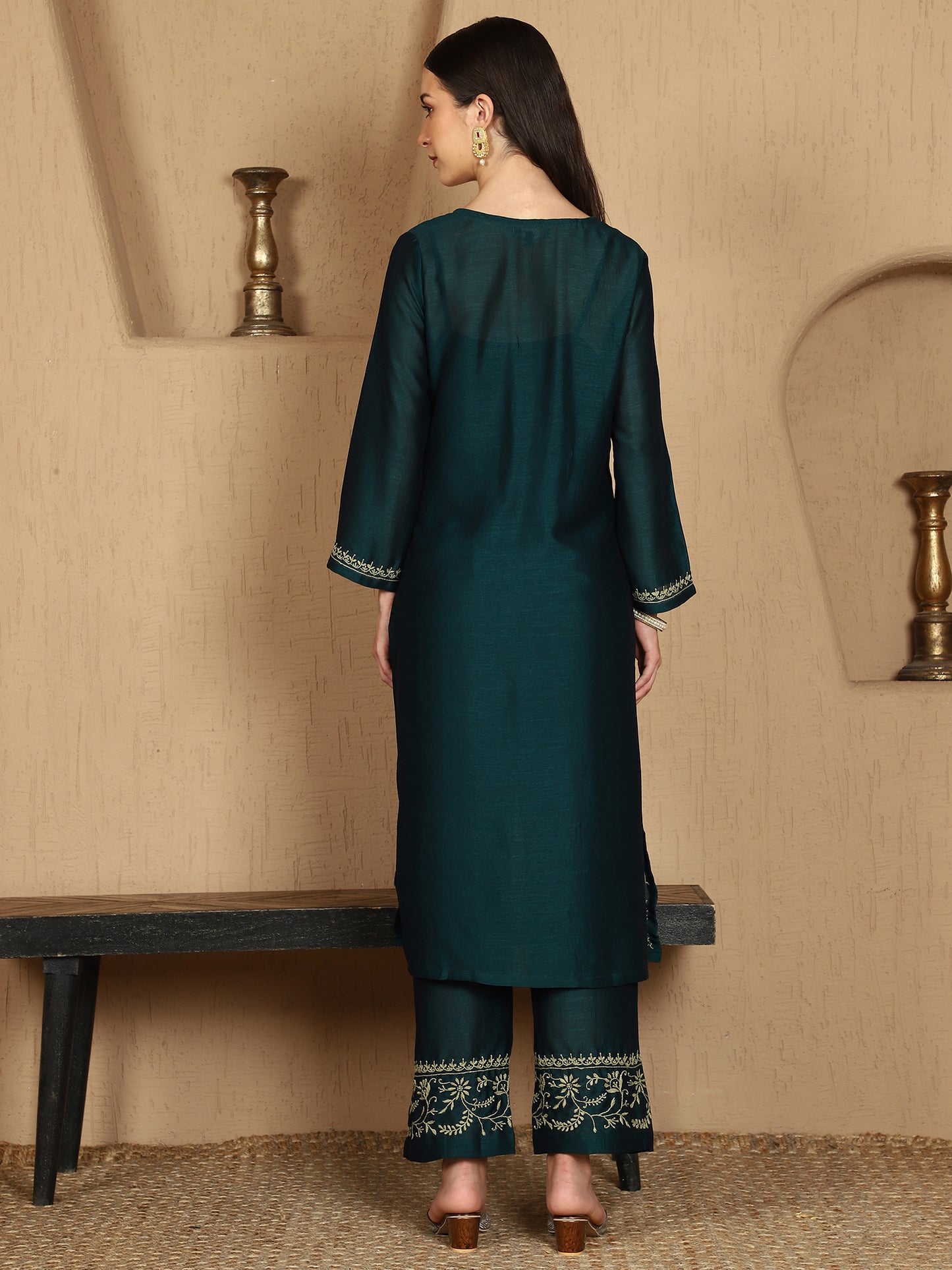 Kashvi Chikankari Kurta Set Notch Neck
