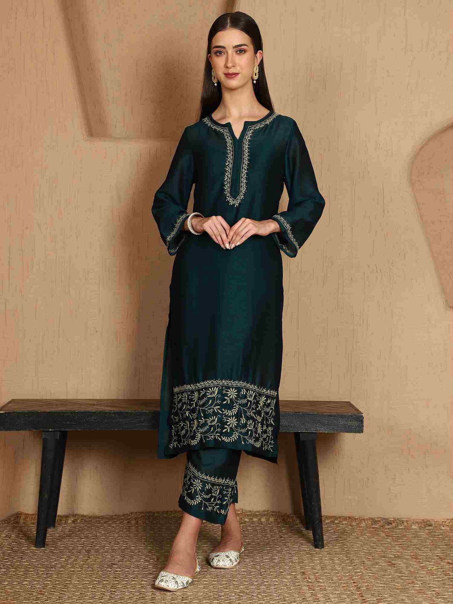 Kashvi Chikankari Kurta Set Notch Neck