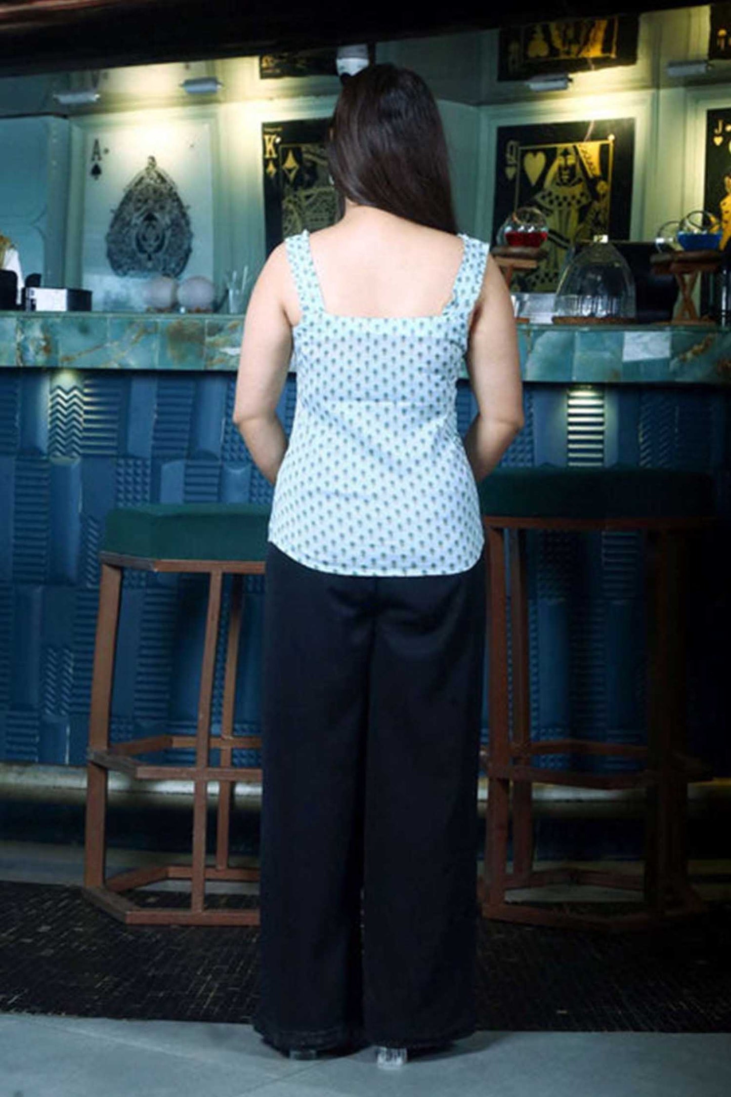 Sea Green Block Print Top