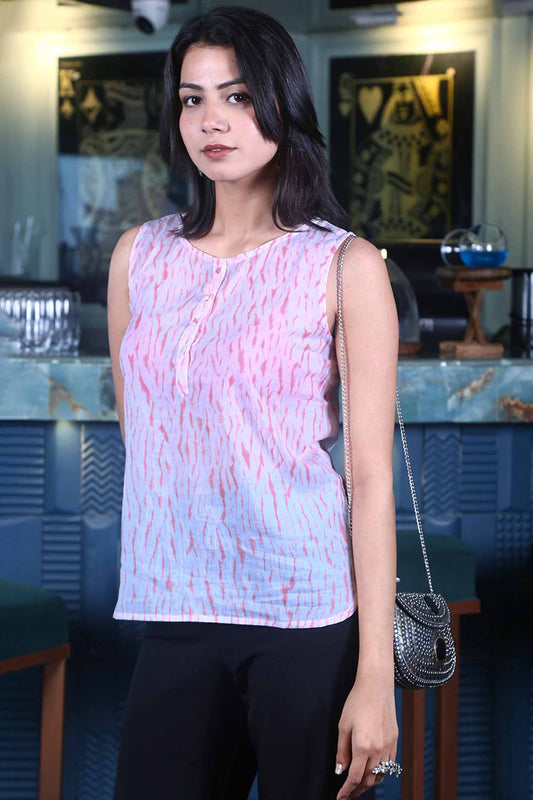 Sleeveless Shibori Officewear Top
