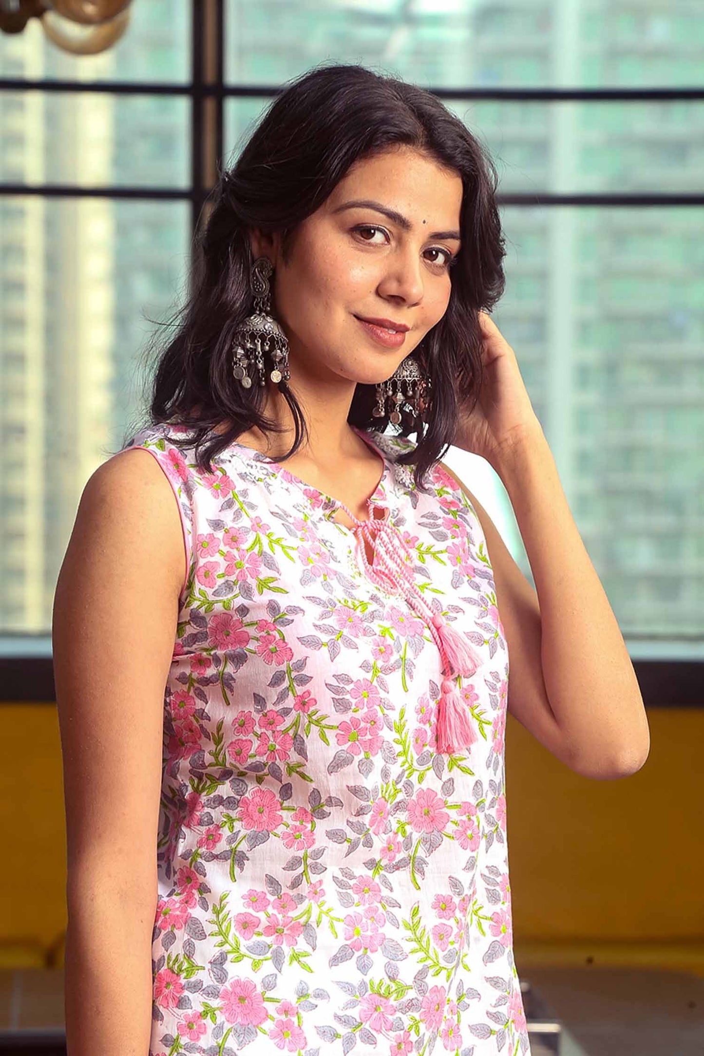 Aarna Pink Hand Block Print Kurta