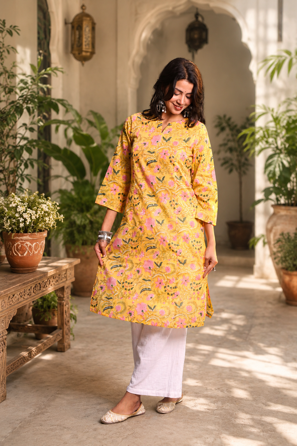 Nargis Cotton Handblock Kurti