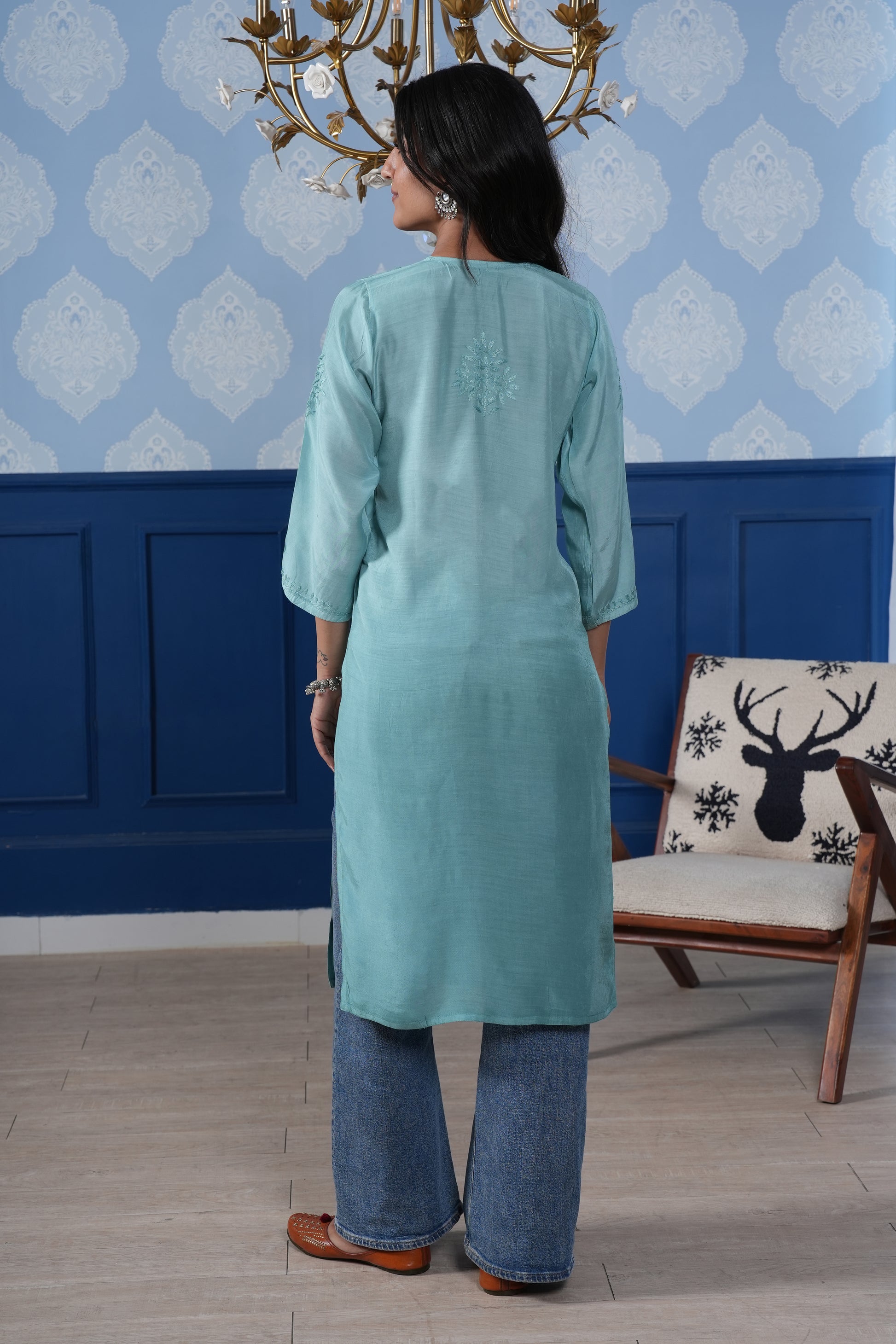 The fabric drapes effortlessly, providing all day comfort.