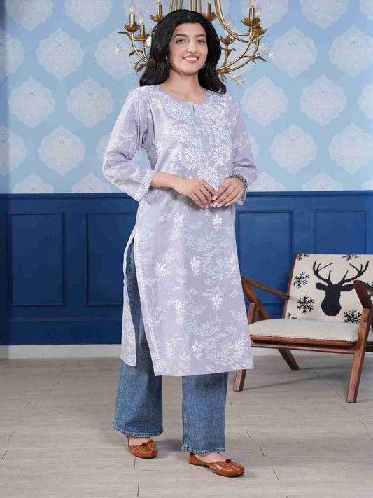 Omya Chikankari Kurta – Purple