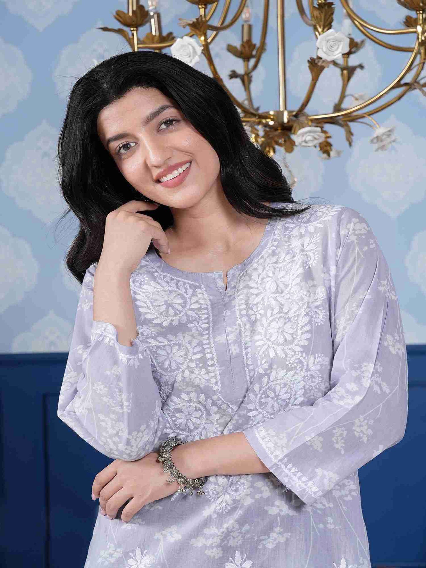 Omya Chikankari Kurta – Purple