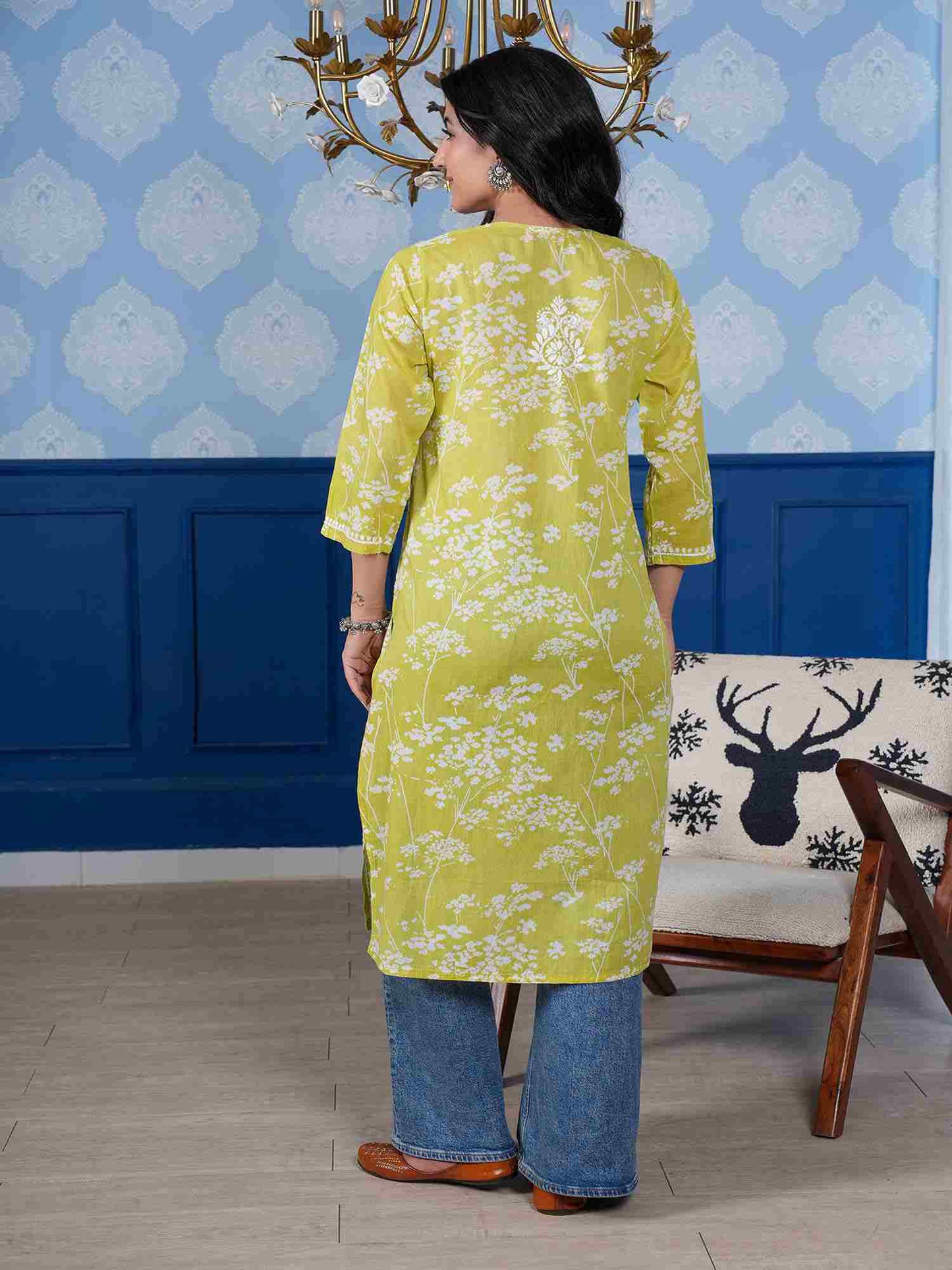 Omya Chikankari Kurta – Mint Green