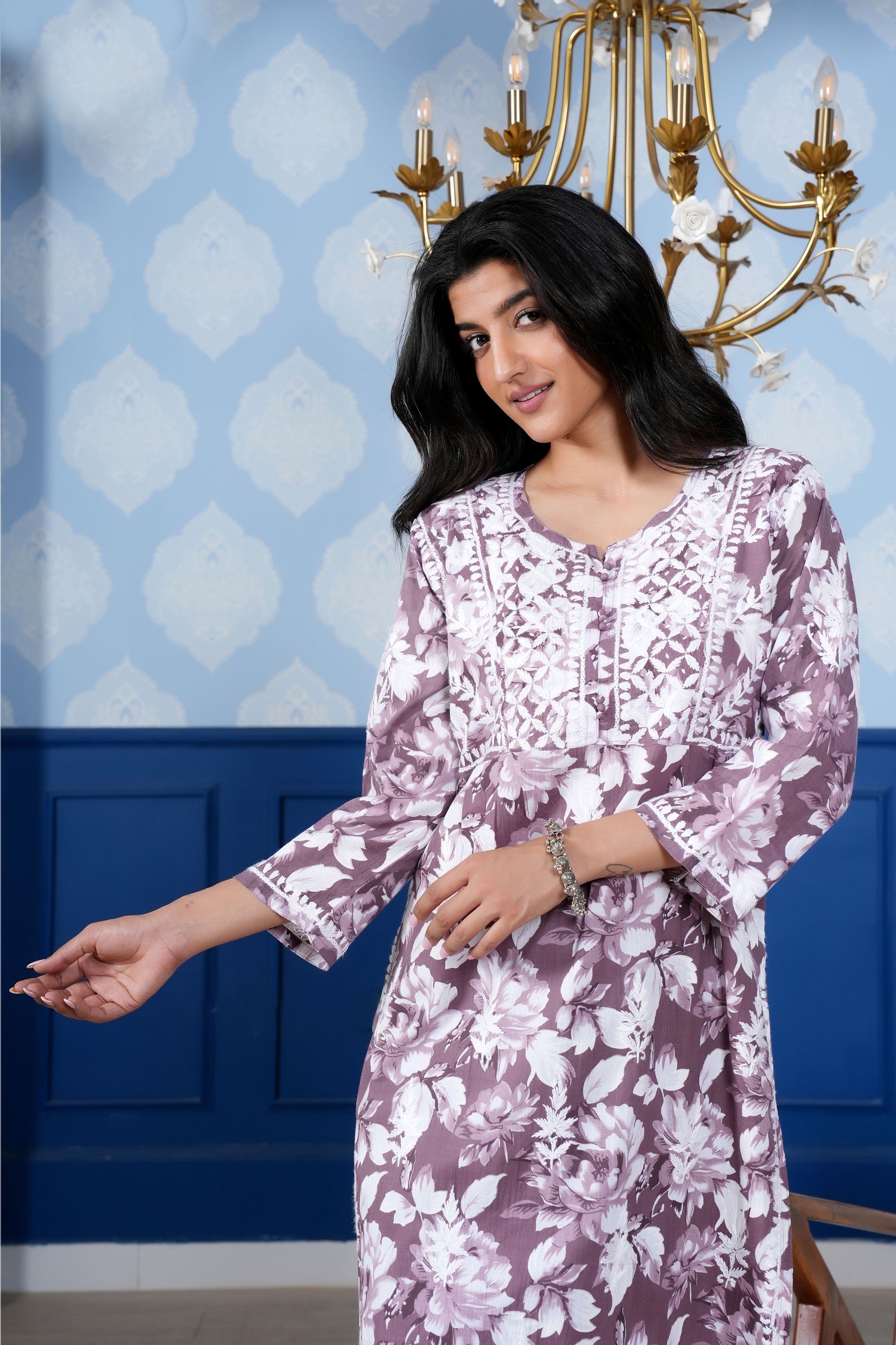 The asymmetricel yoke design adds a contemporary twist.