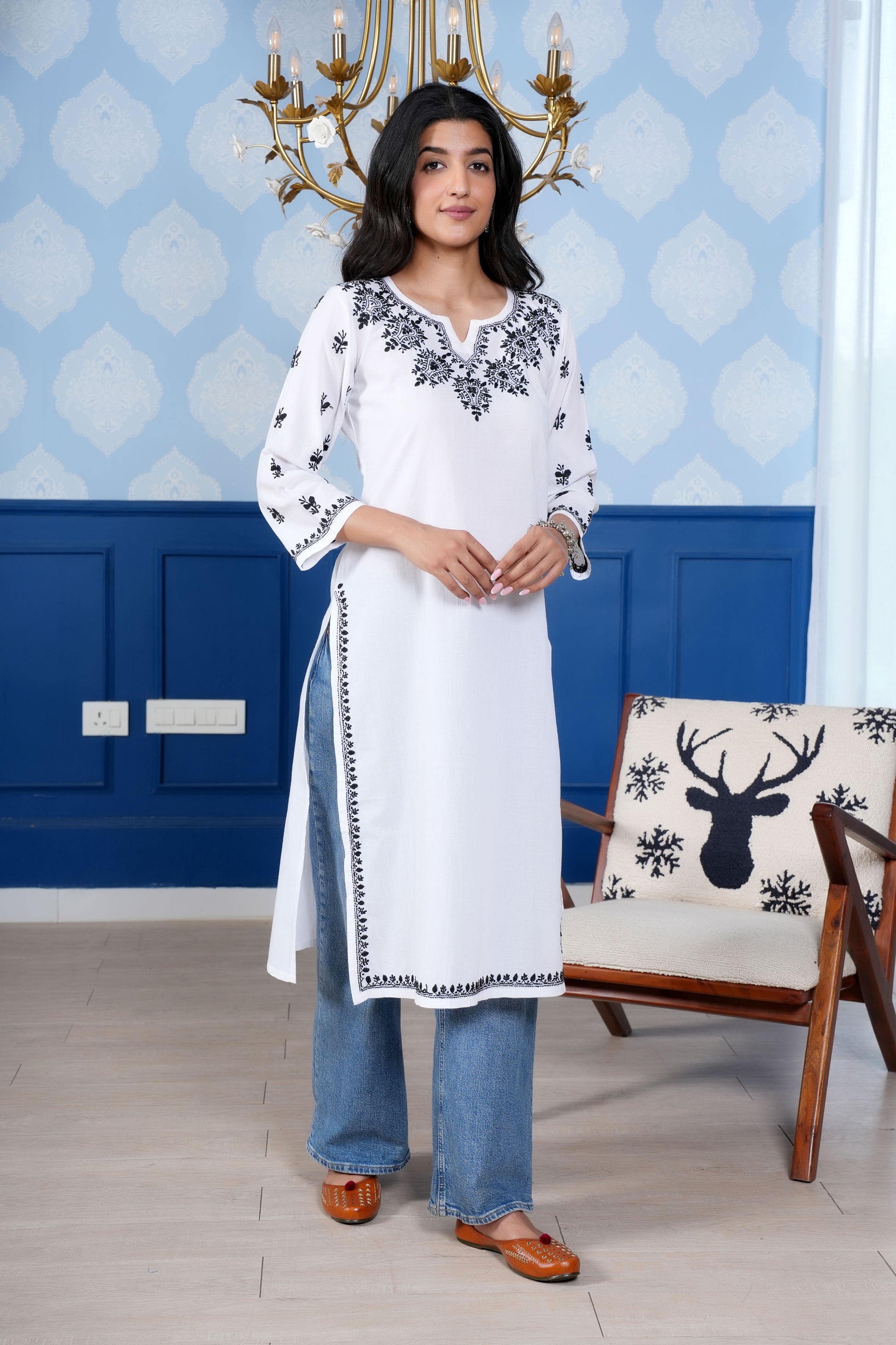 A slightly crinkled texture and a soft, flowing drape.