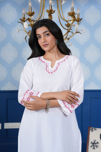 A slightly crinkled texture and a soft, flowing drape.