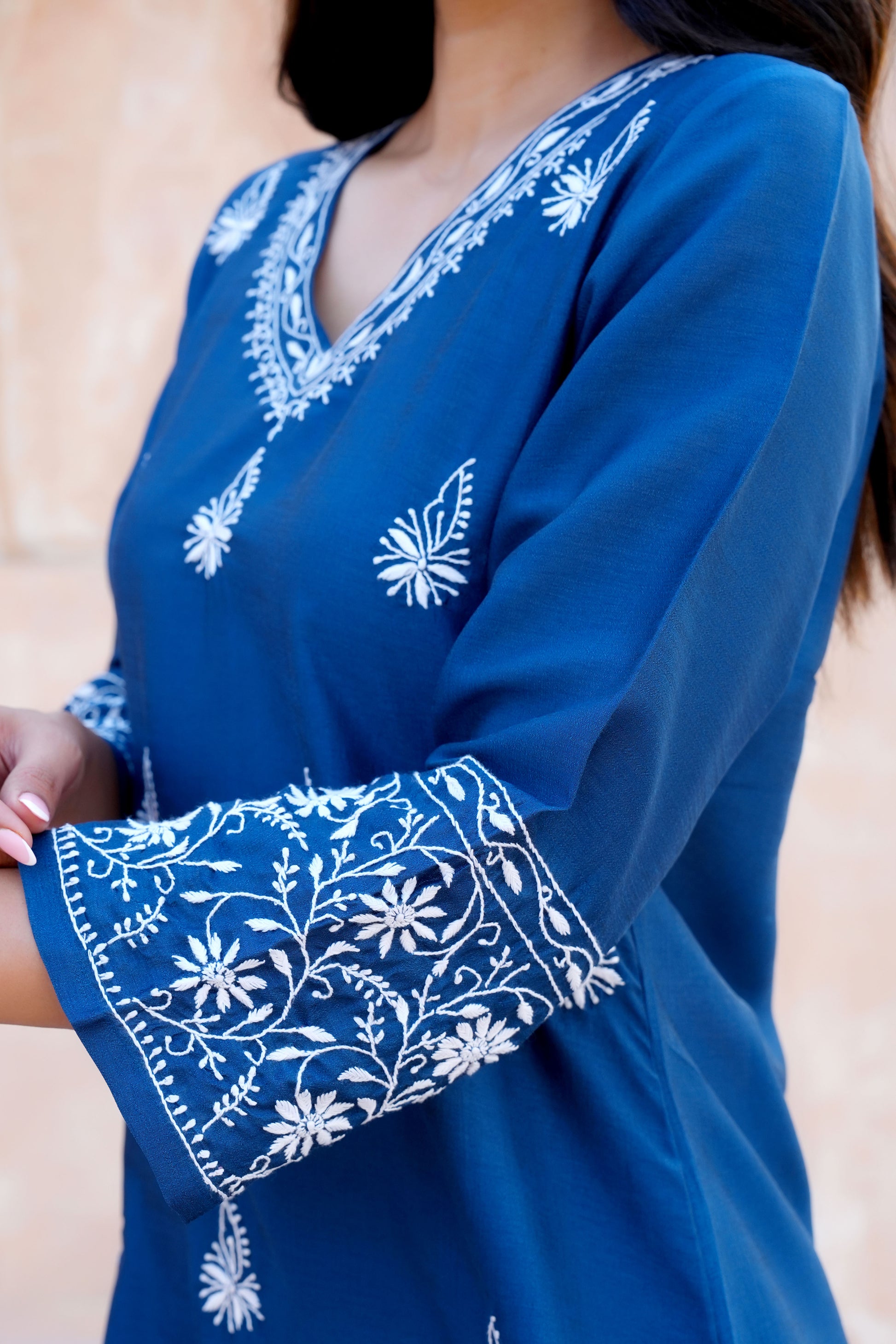 embellished blue kurta set is made from very premium and skin friendly poly silk fabric.