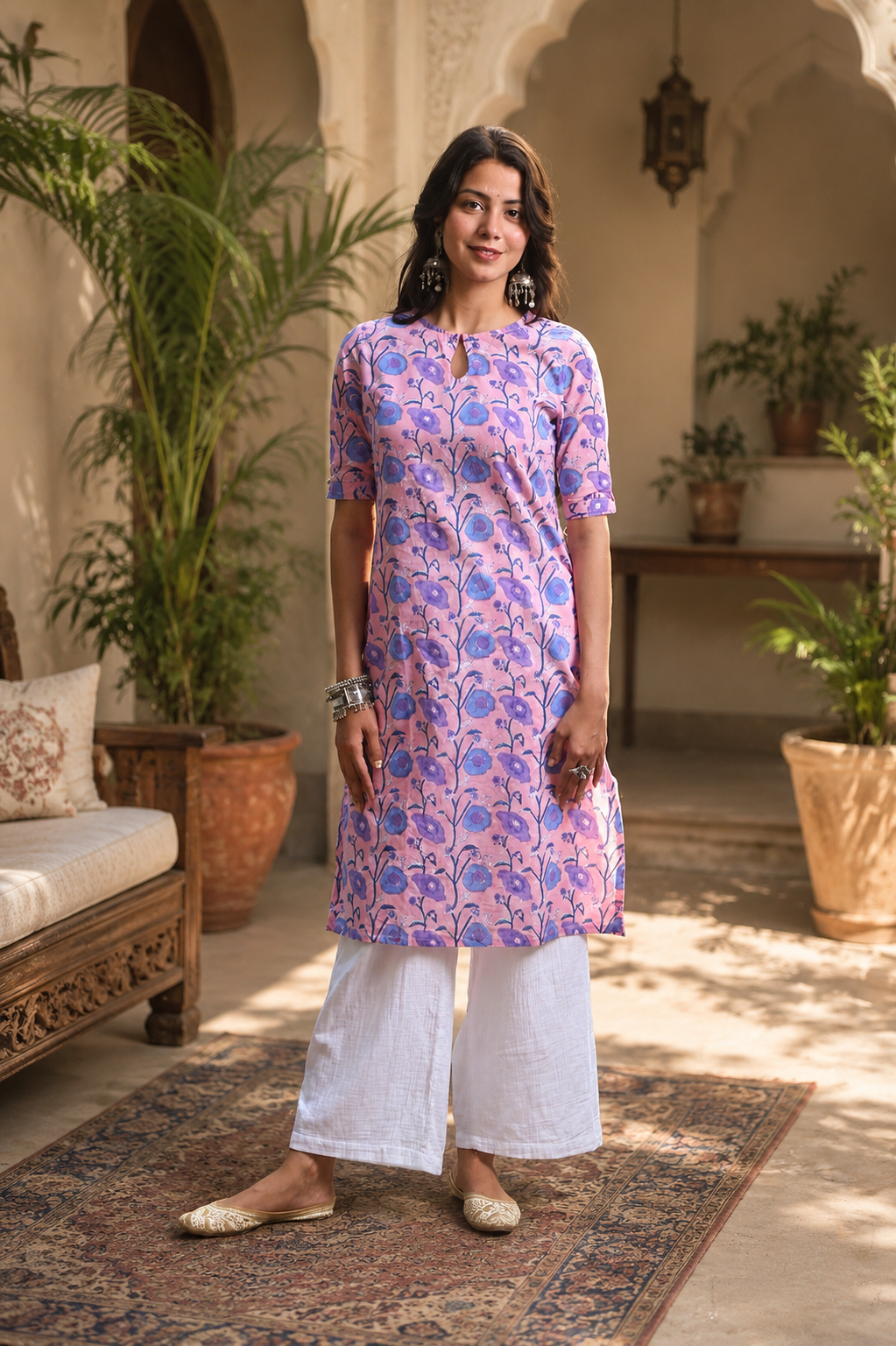 Ojasvi Cotton Handblock Print Kurta