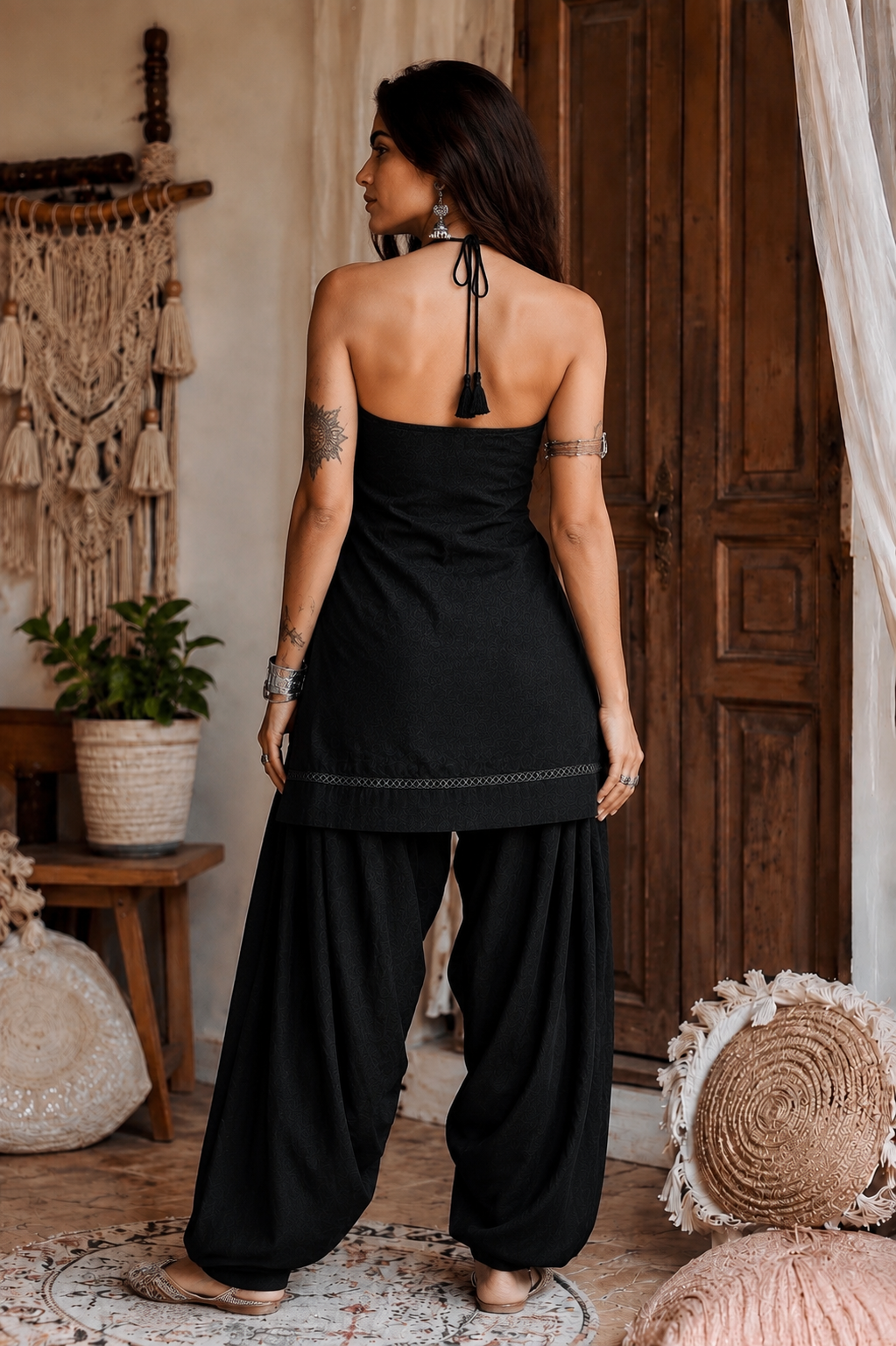Black Cotton Farshi Set