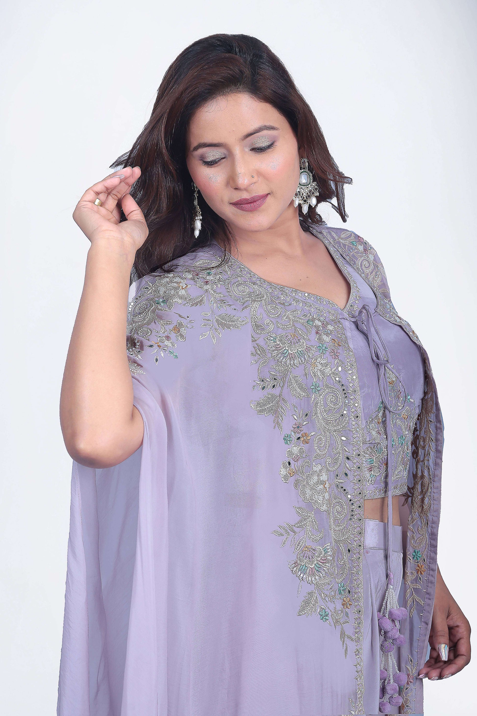 palazzo pant and jacket set is designed with pure viscose fabric