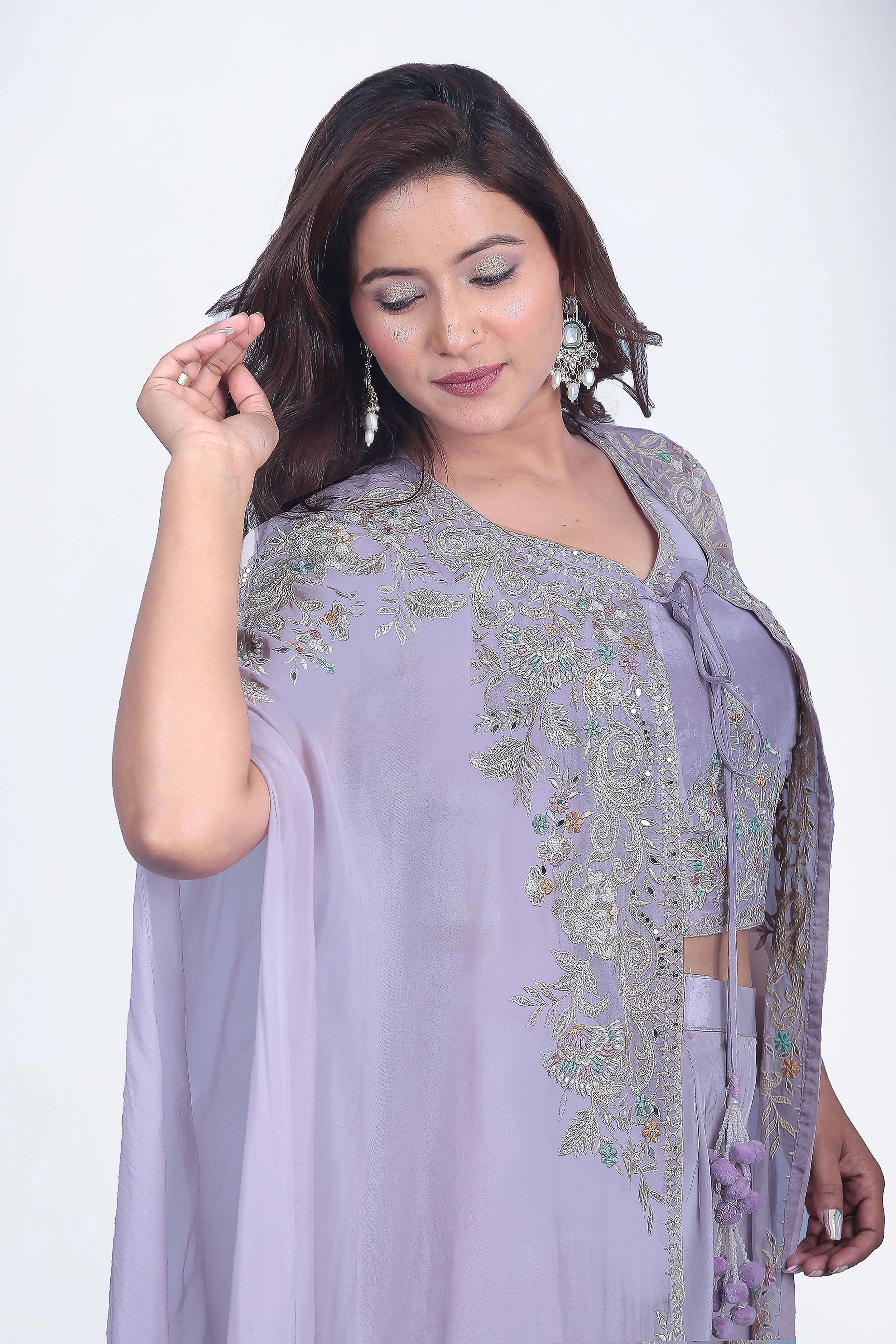 palazzo pant and jacket set is designed with pure viscose fabric