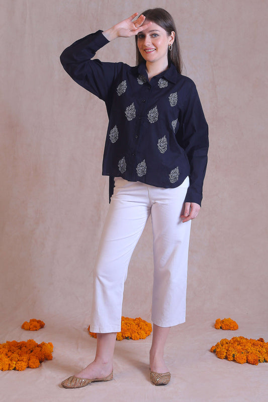 Cotton Chikankari Black shirt