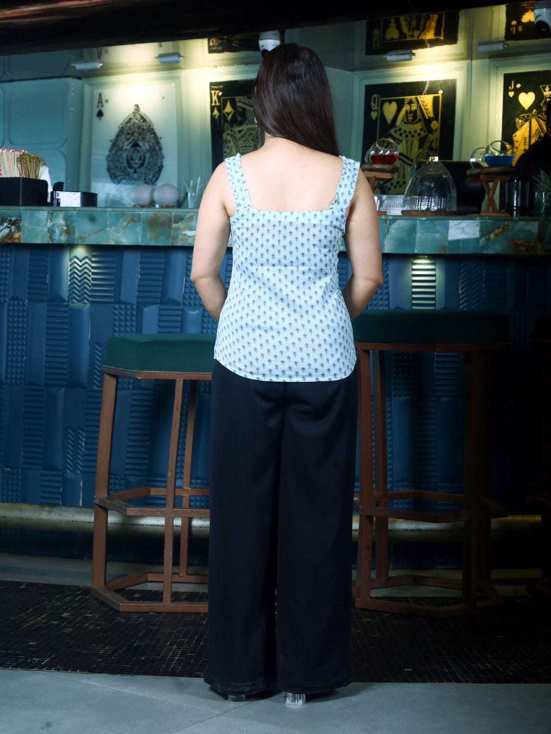 Sea Green Block Print Top