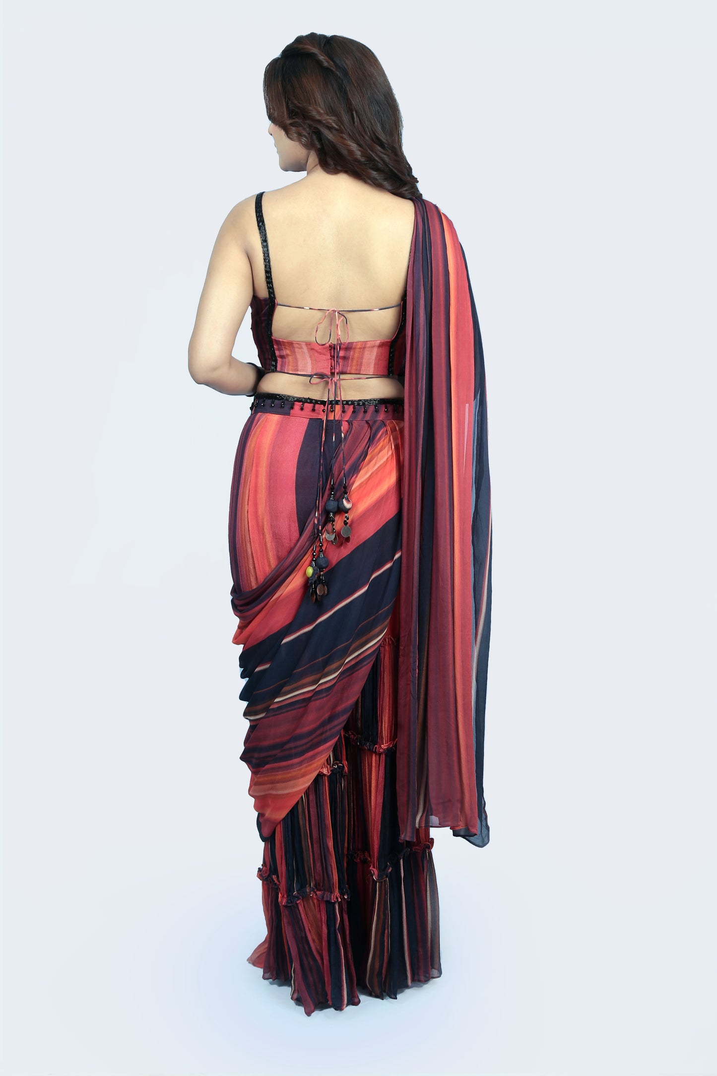 Pure Georgette Sequin Work Sharara Saree Set