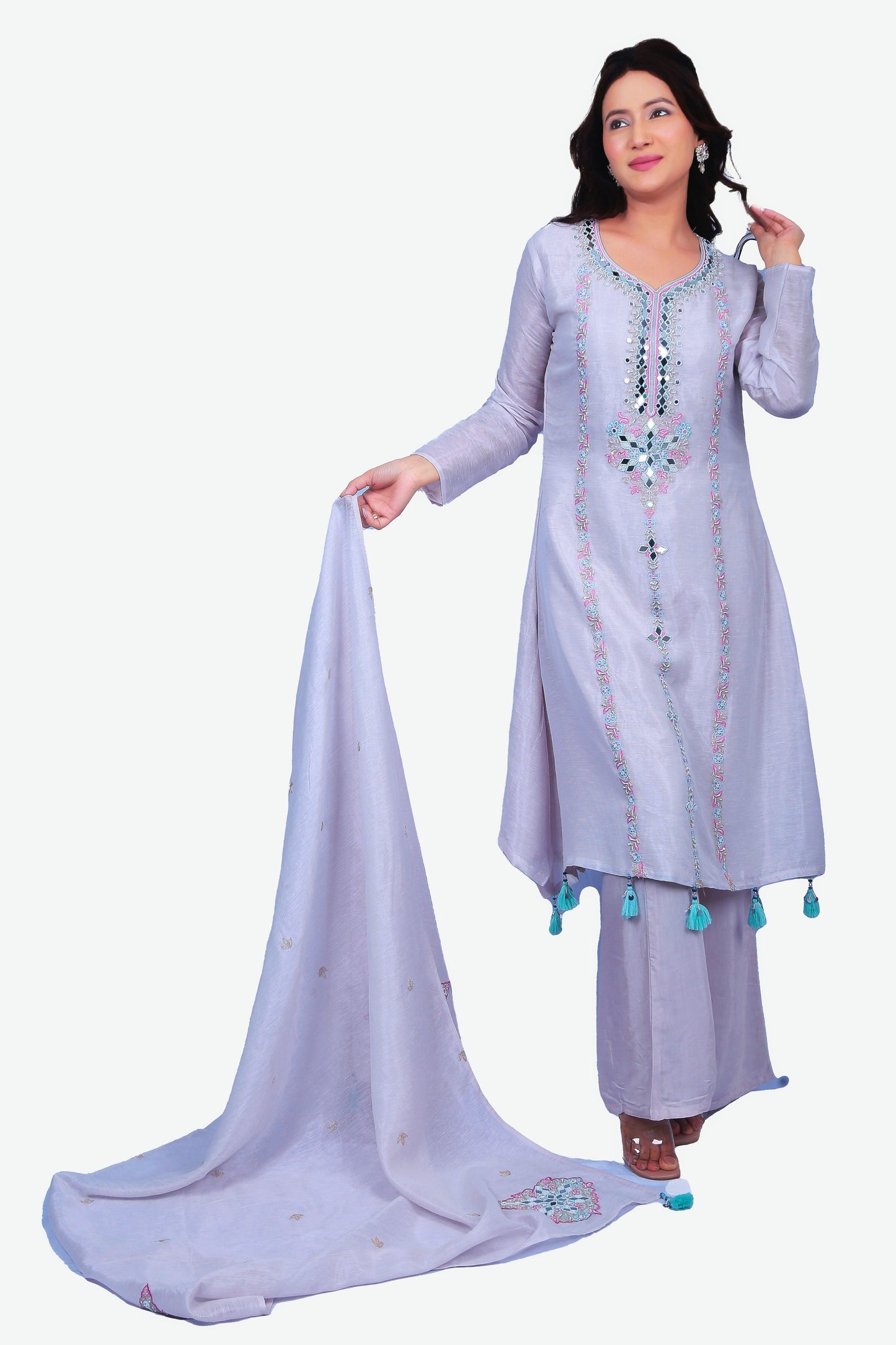 Heavy Embroidered Palazzo Kurta Set With Dupatta