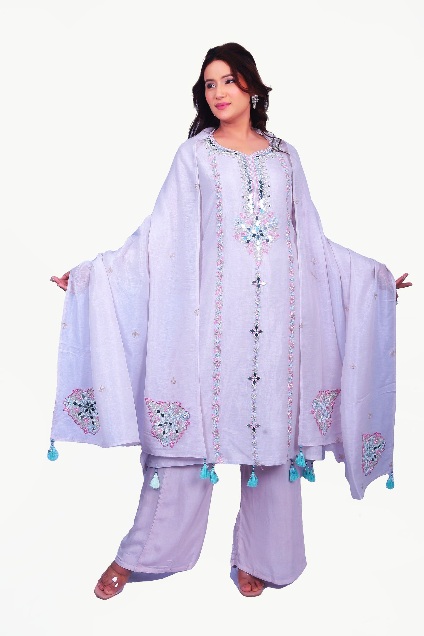 Heavy Embroidered Palazzo Kurta Set With Dupatta